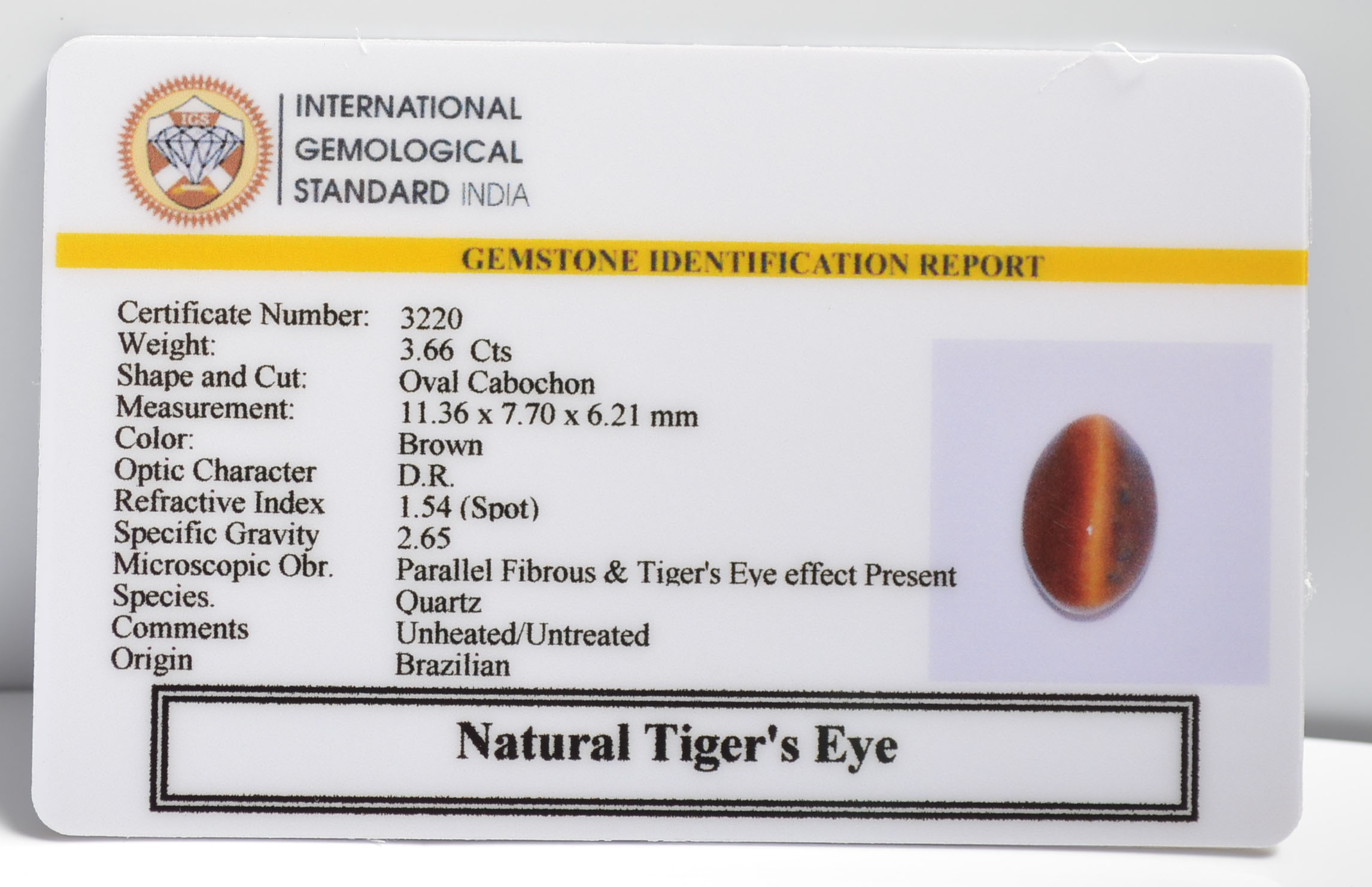 TGR161 2 TIGER'S EYE 3.66 Ct.