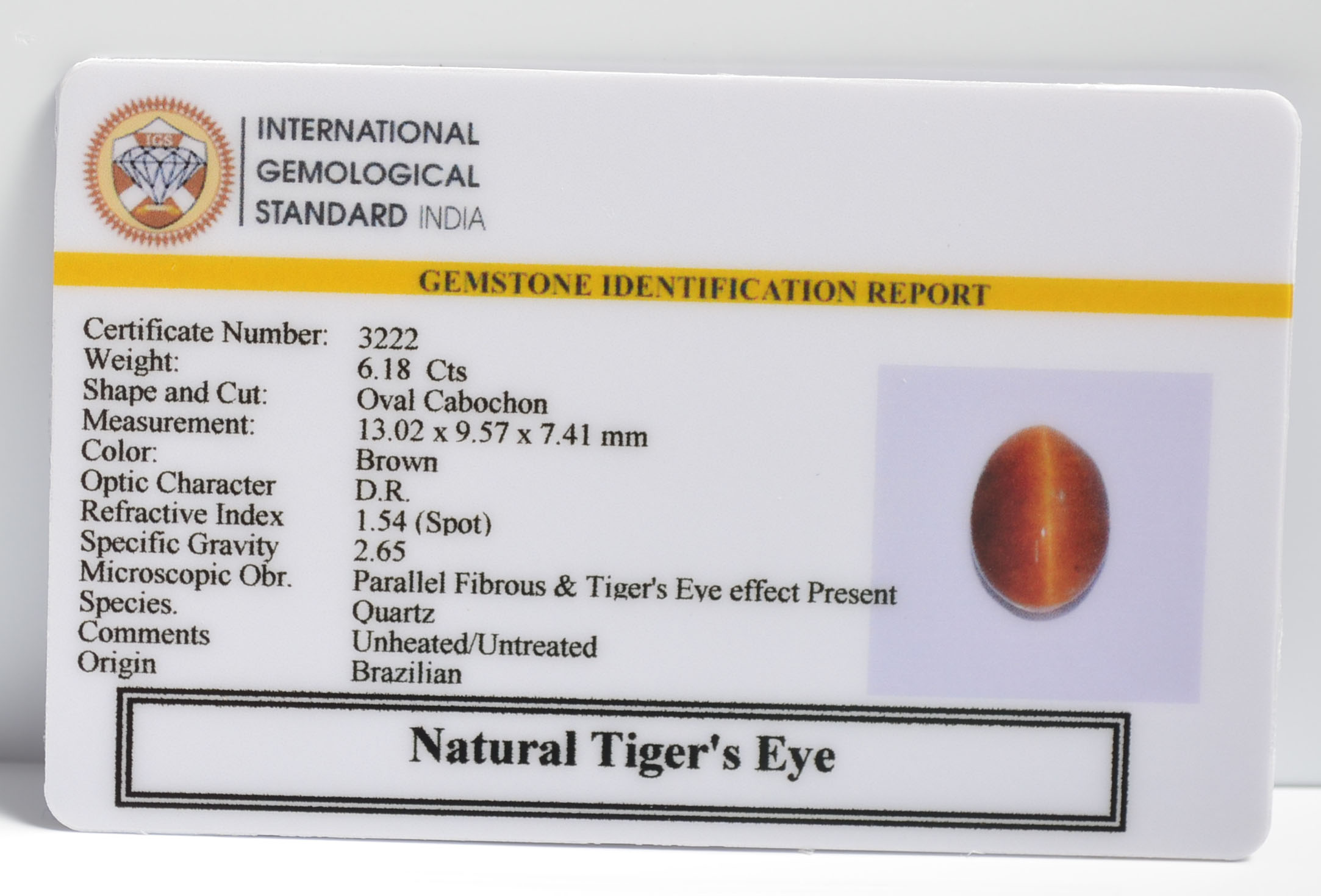 TGR163 2 TIGER'S EYE 6.18 Ct.