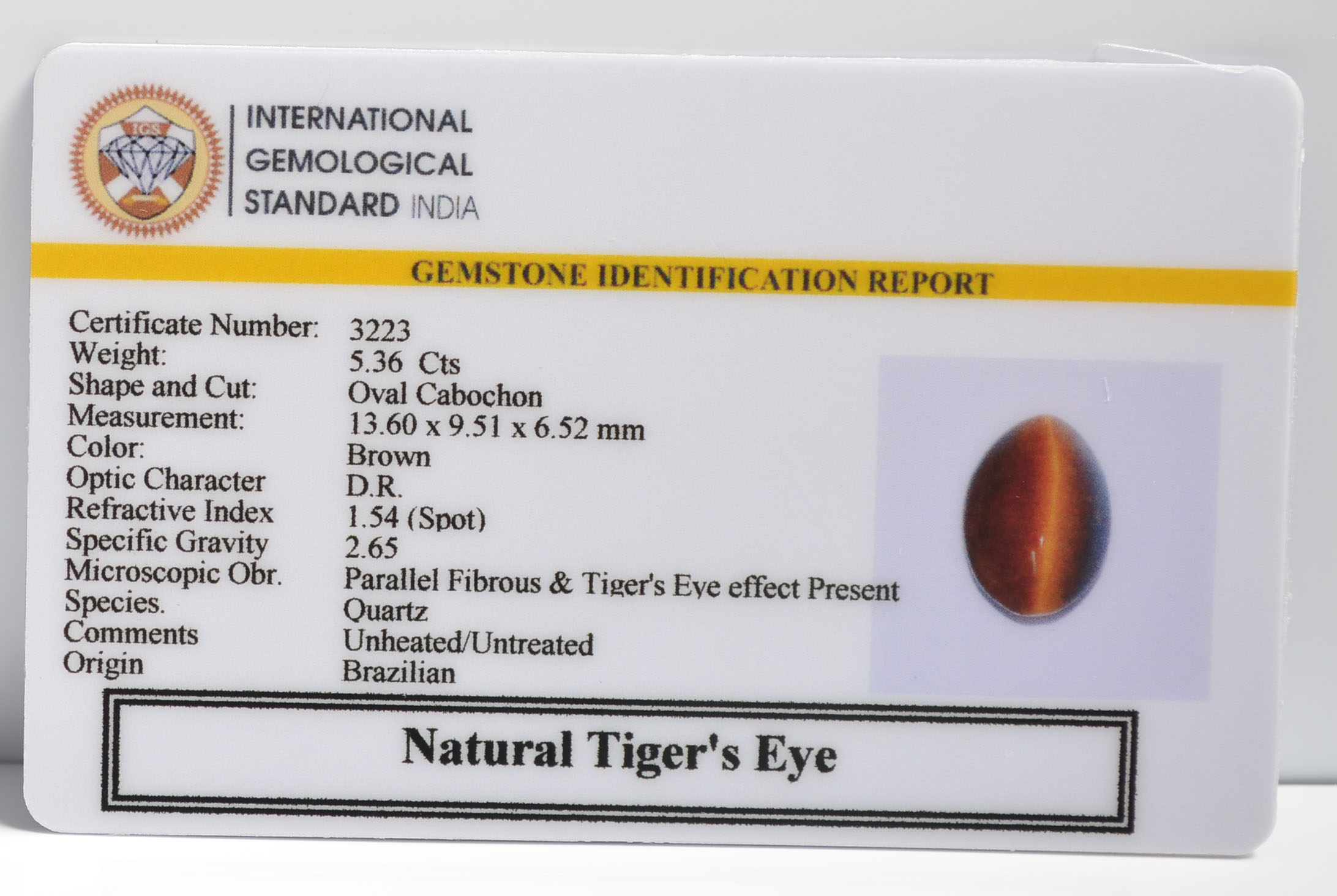 TGR164 2 TIGER'S EYE 5.36 Ct.