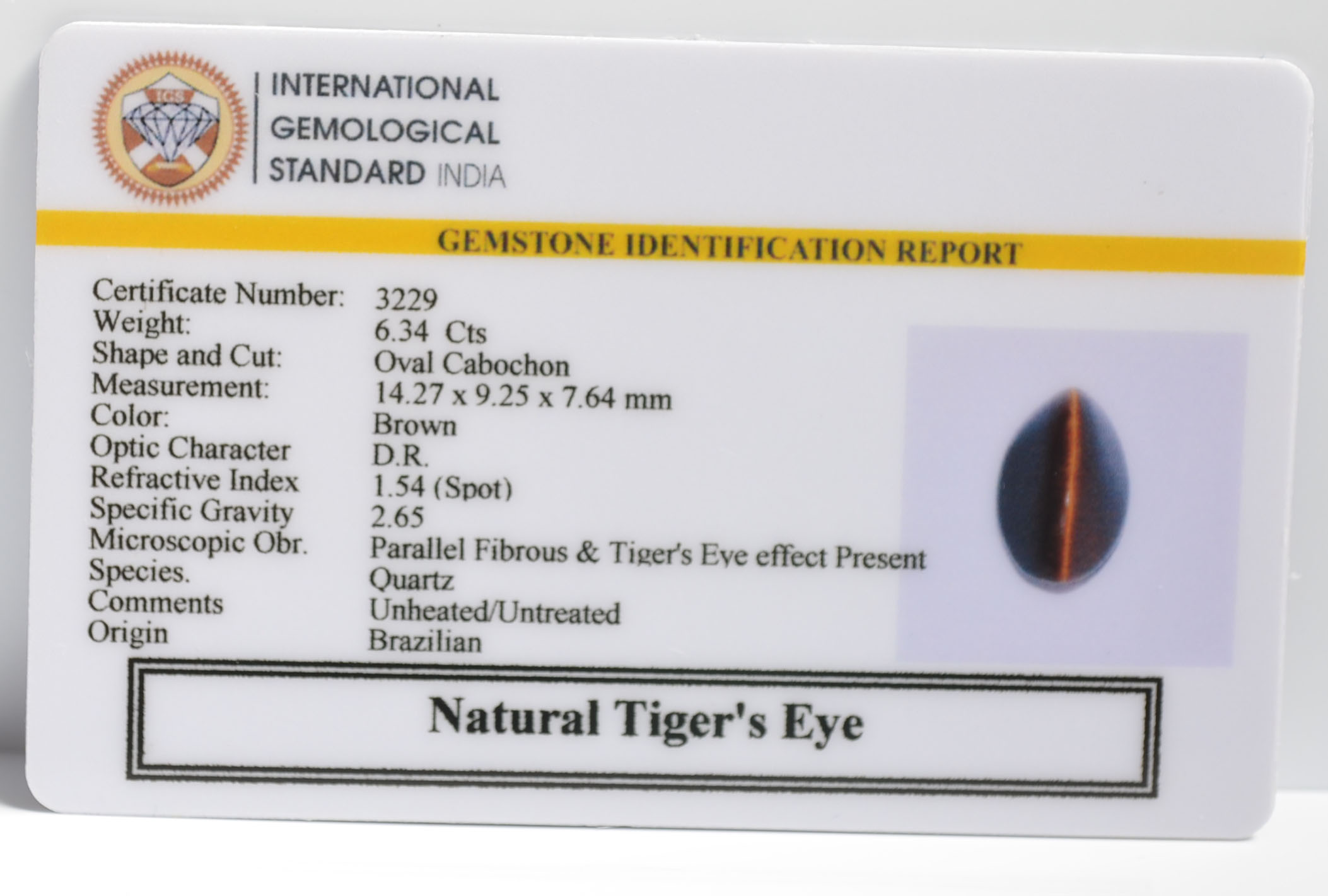 TGR168 2 TIGER'S EYE 6.34 Ct.