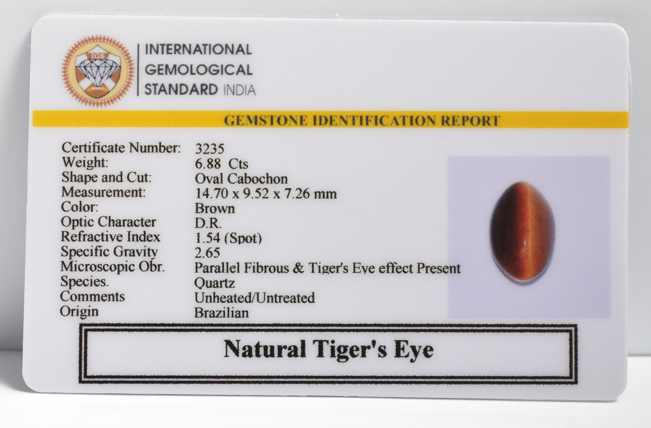 TGR170 2 TIGER'S EYE 6.88 Ct.