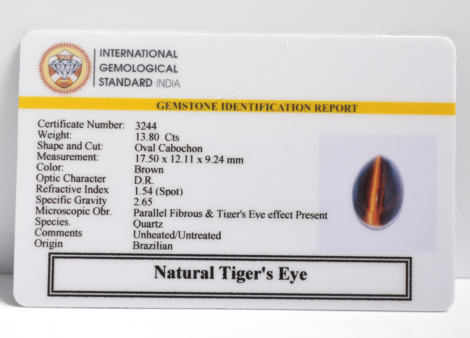TGR175 2 TIGER'S EYE 13.8 Ct.