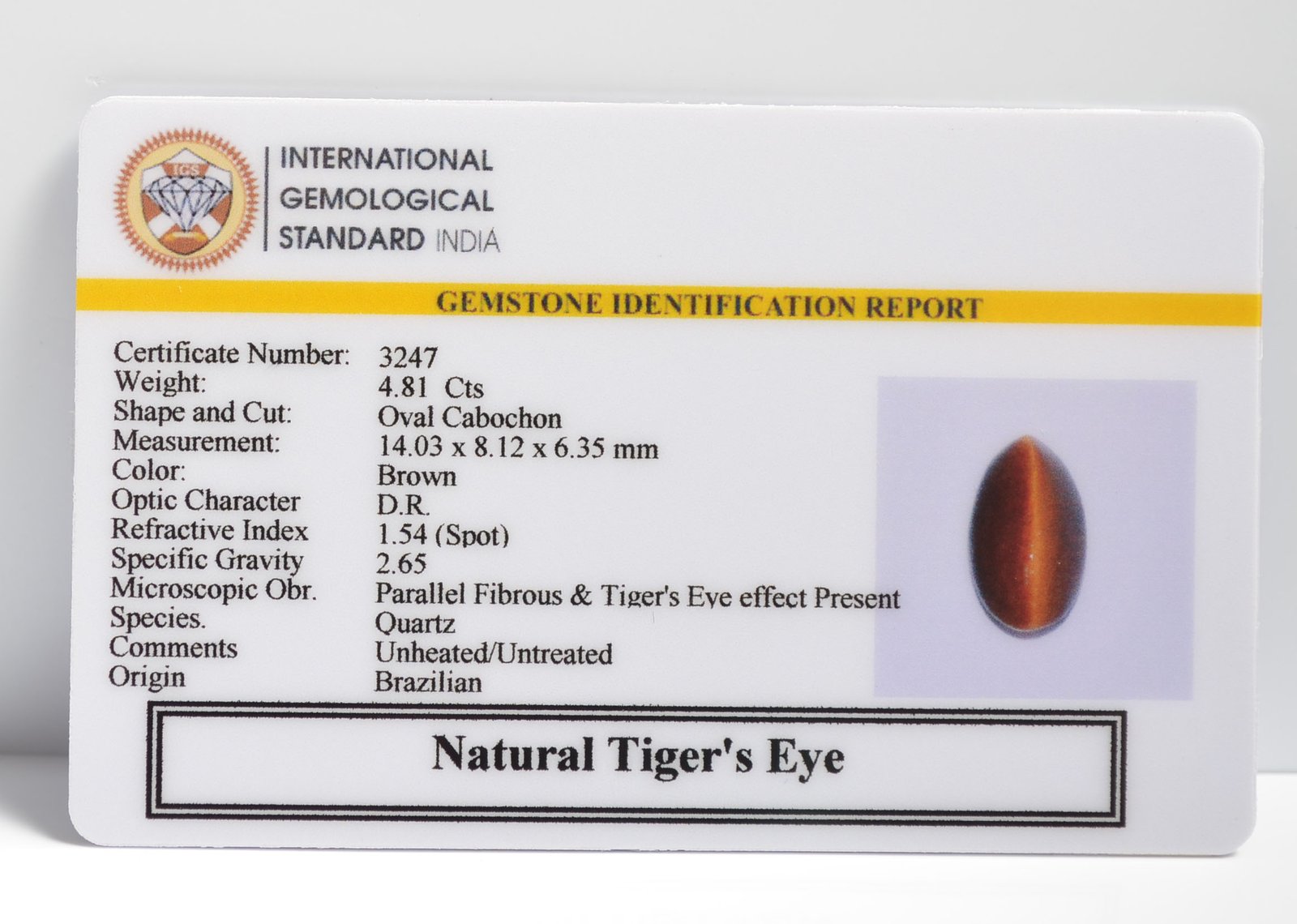 TGR178 2 TIGER'S EYE 4.81 Ct.