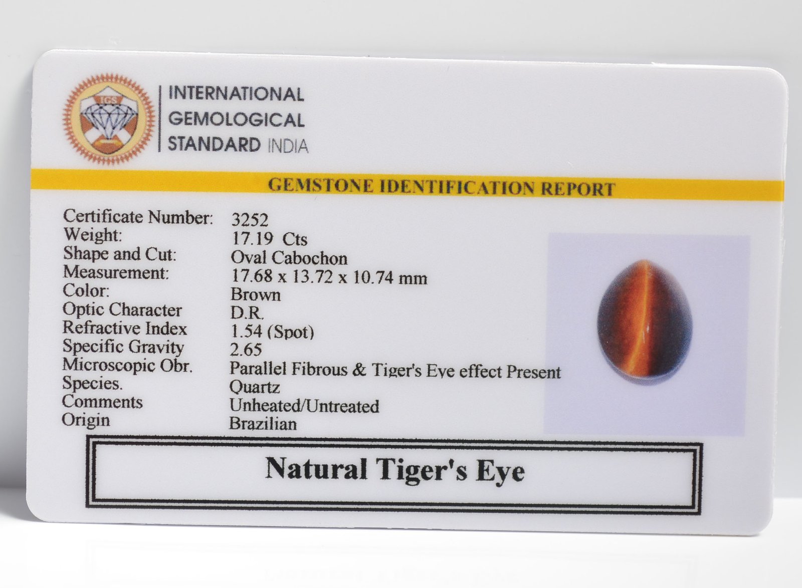 TGR181 2 TIGER'S EYE 17.19 Ct.