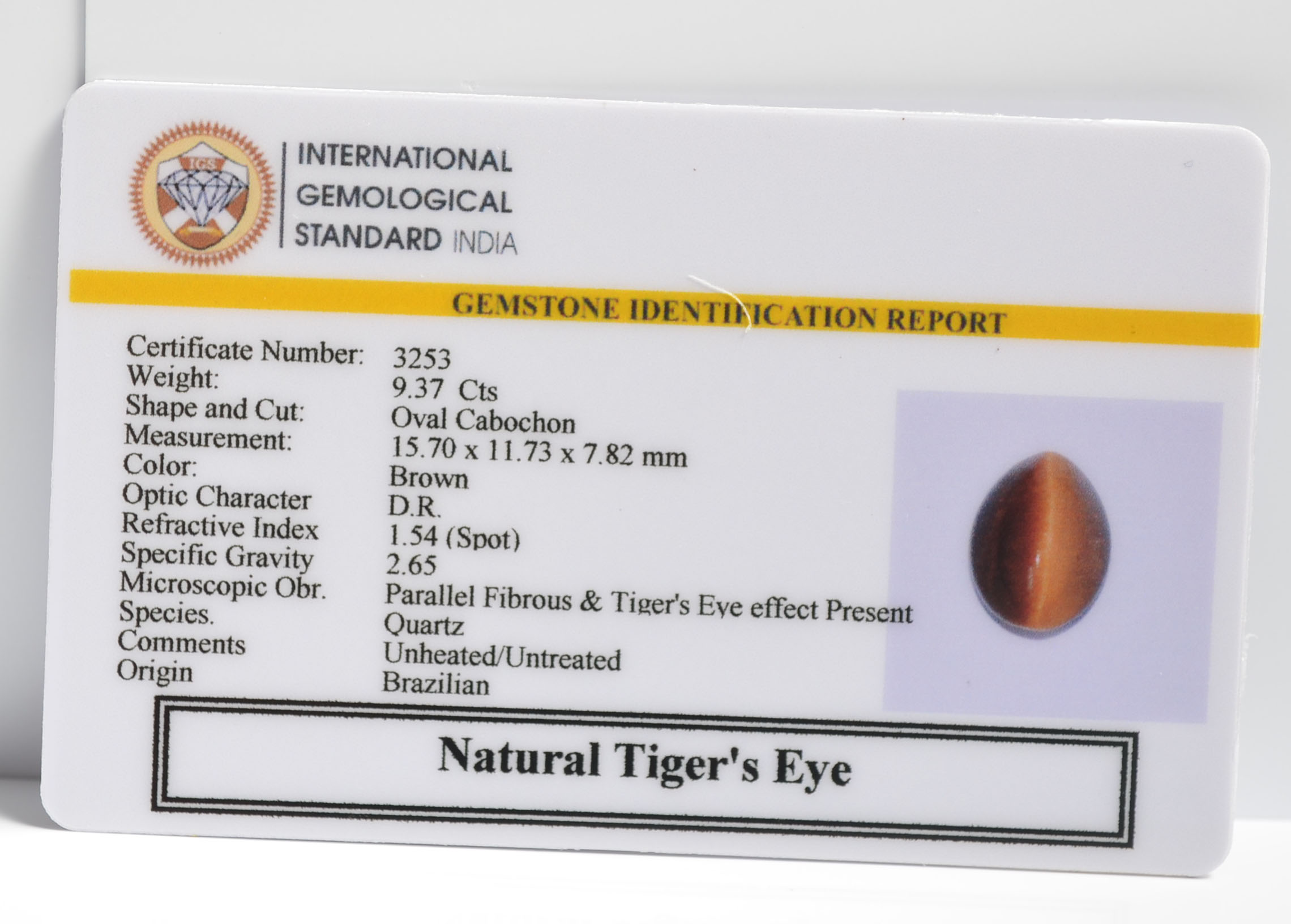 TGR182 2 TIGER'S EYE 9.37 Ct.