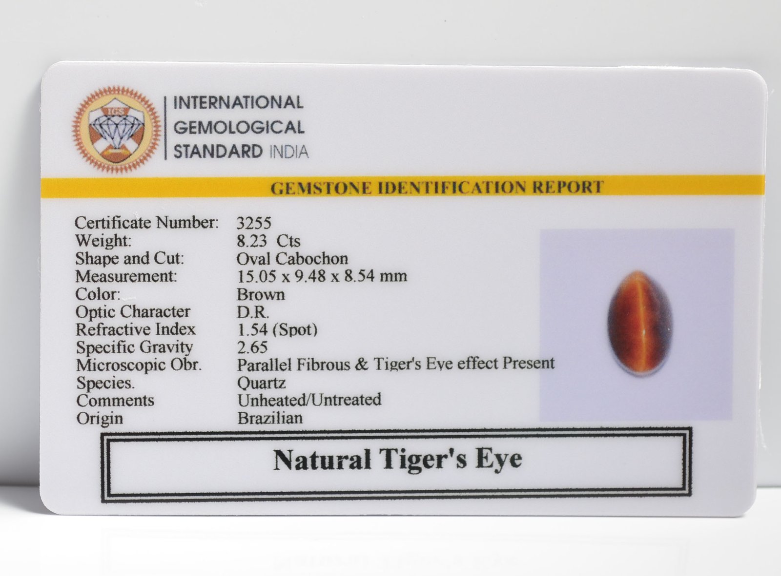TGR184 2 TIGER'S EYE 8.23 Ct.