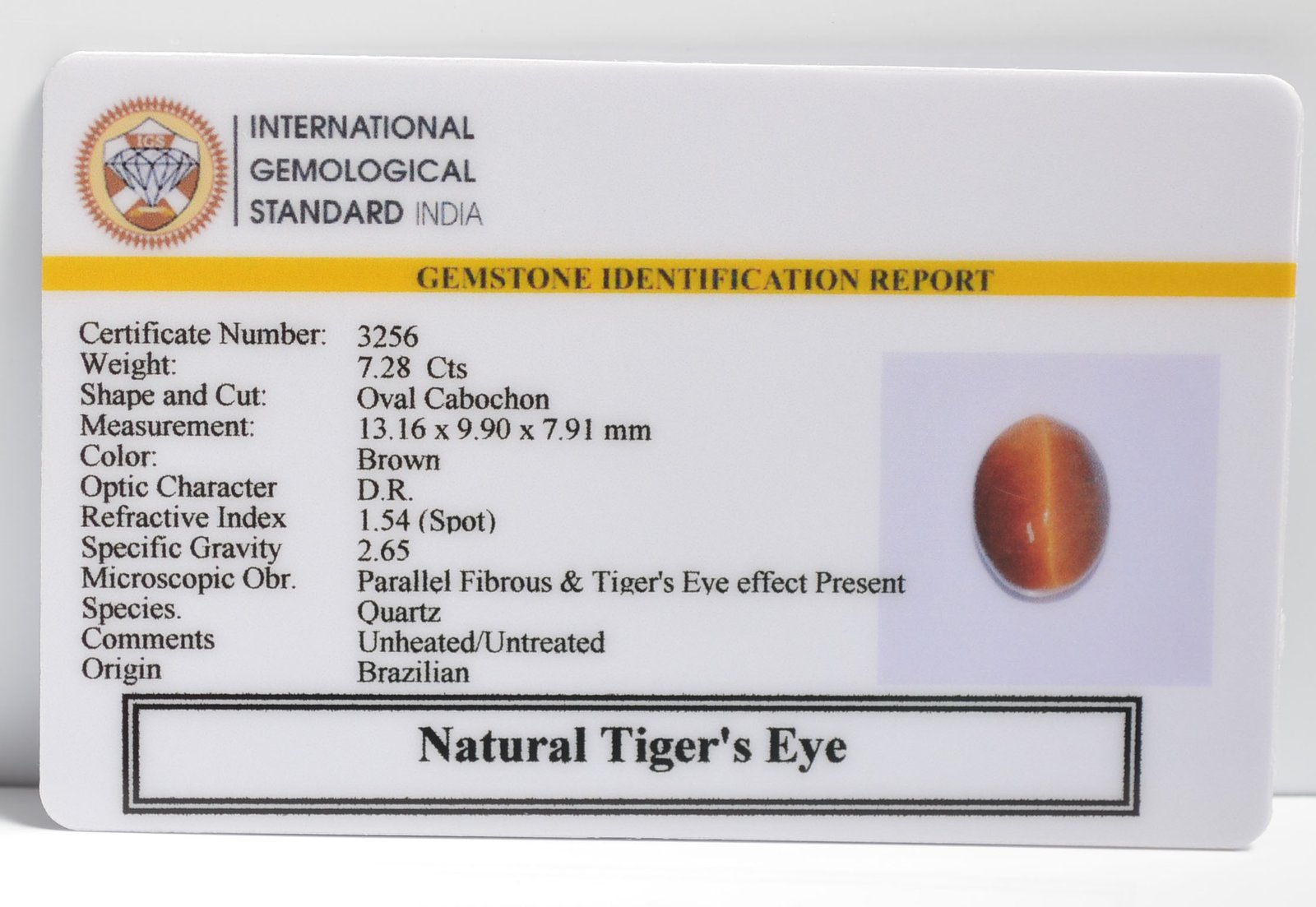 TGR185 2 TIGER'S EYE 7.28 Ct.