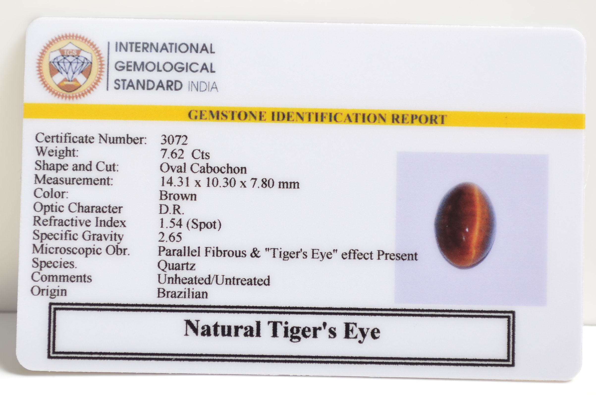 TGR59 2 TIGER'S EYE 7.62 Ct.