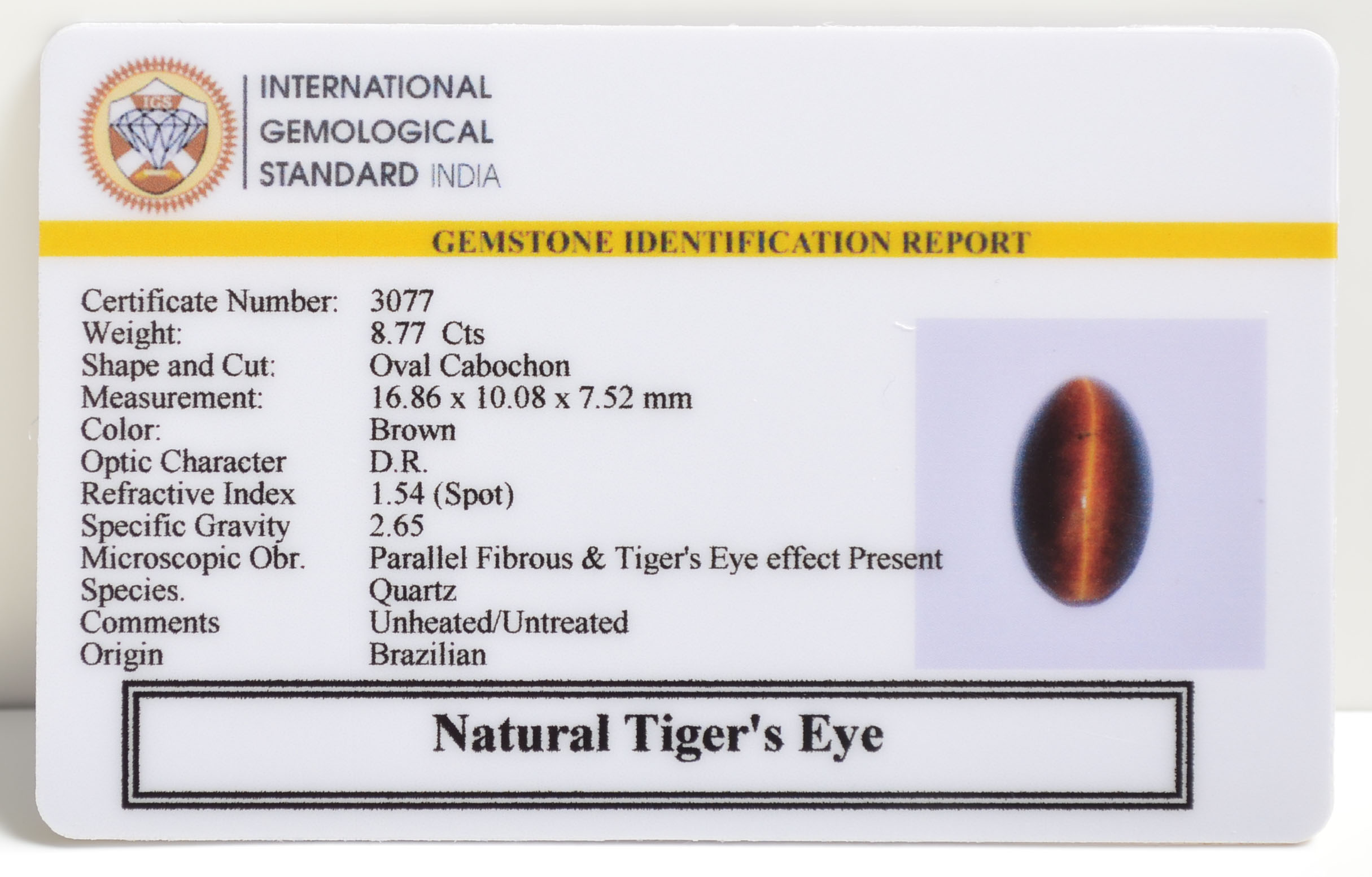 TGR63 2 TIGER'S EYE 8.77 Ct.