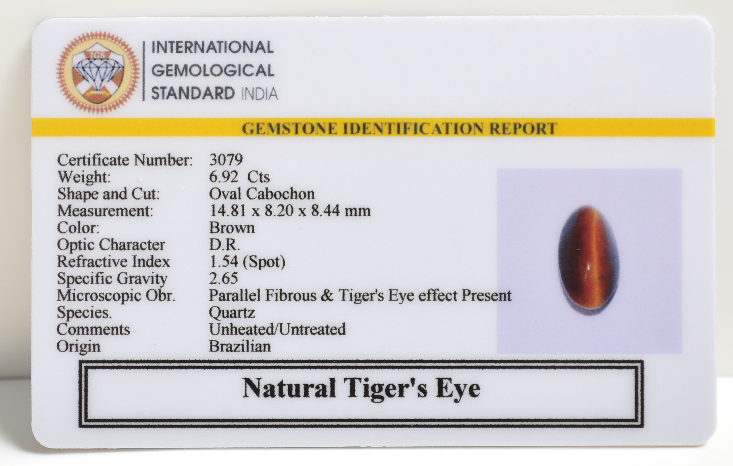 TGR65 2 TIGER'S EYE 6.92 Ct.