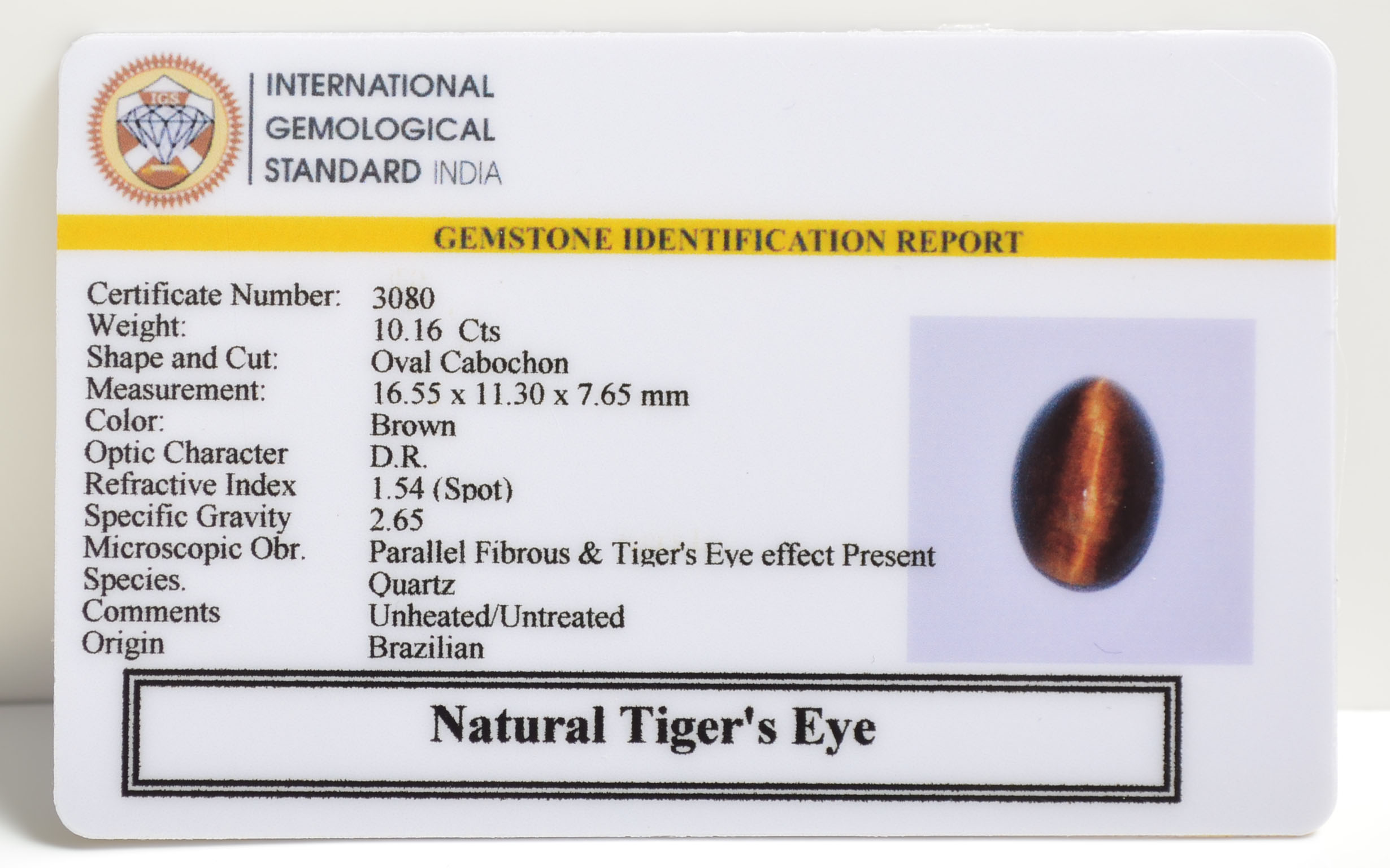 TIGER'S EYE 10.16 Ct. 3 TGR66 2 TIGER'S EYE 10.16 Ct.