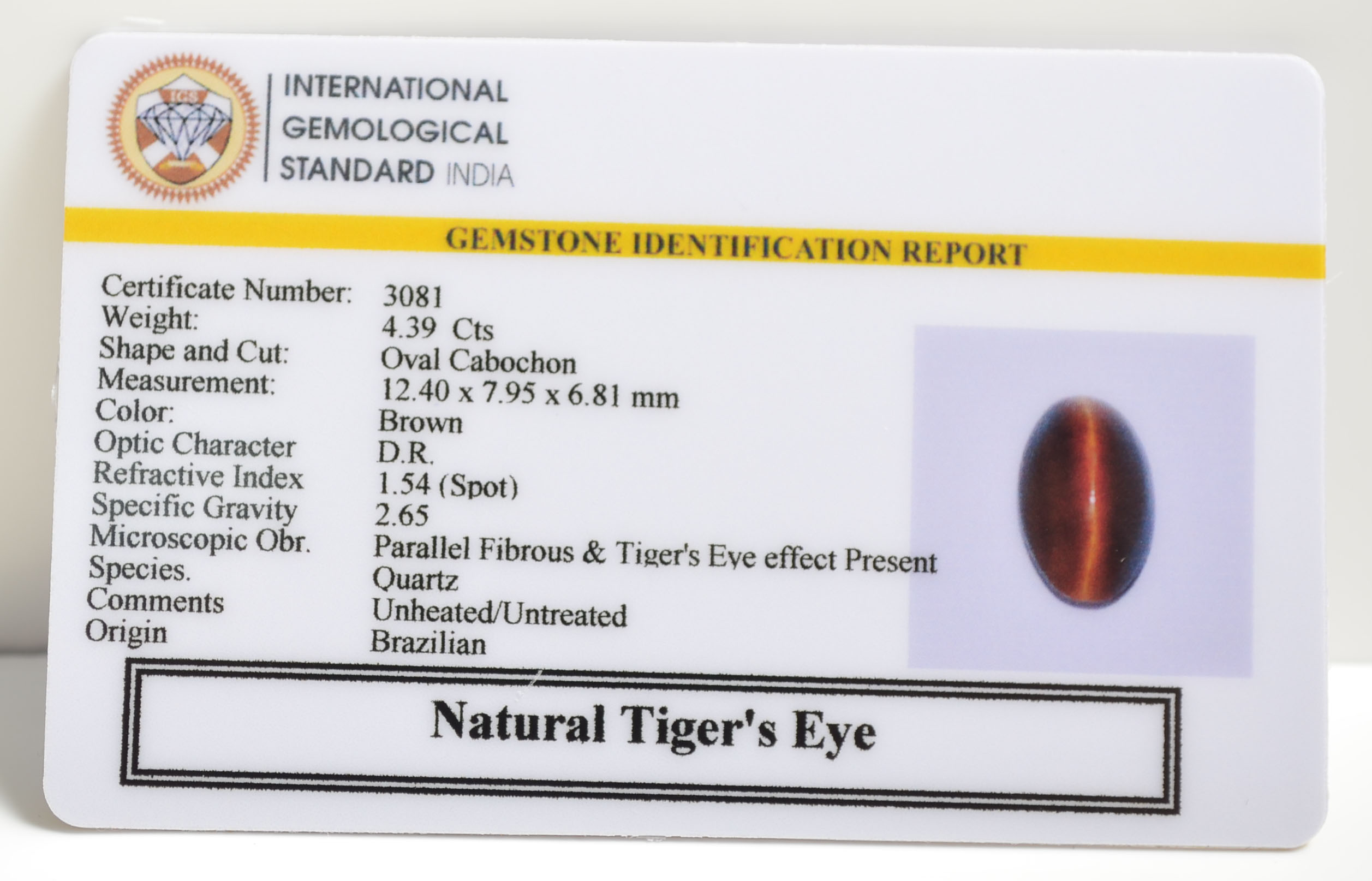 TGR67 2 TIGER'S EYE 4.39 Ct.