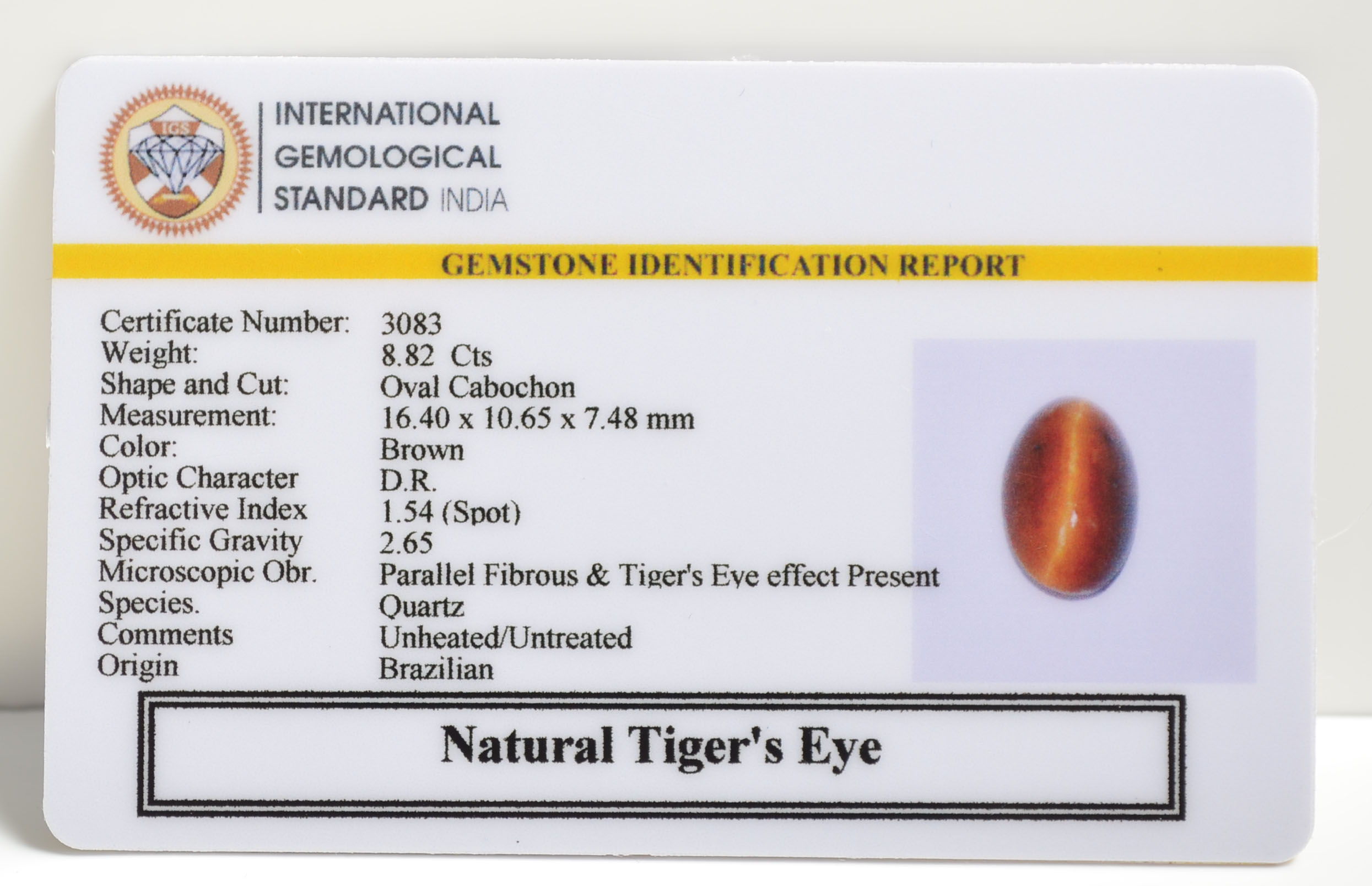 TGR69 2 TIGER'S EYE 8.82 Ct.