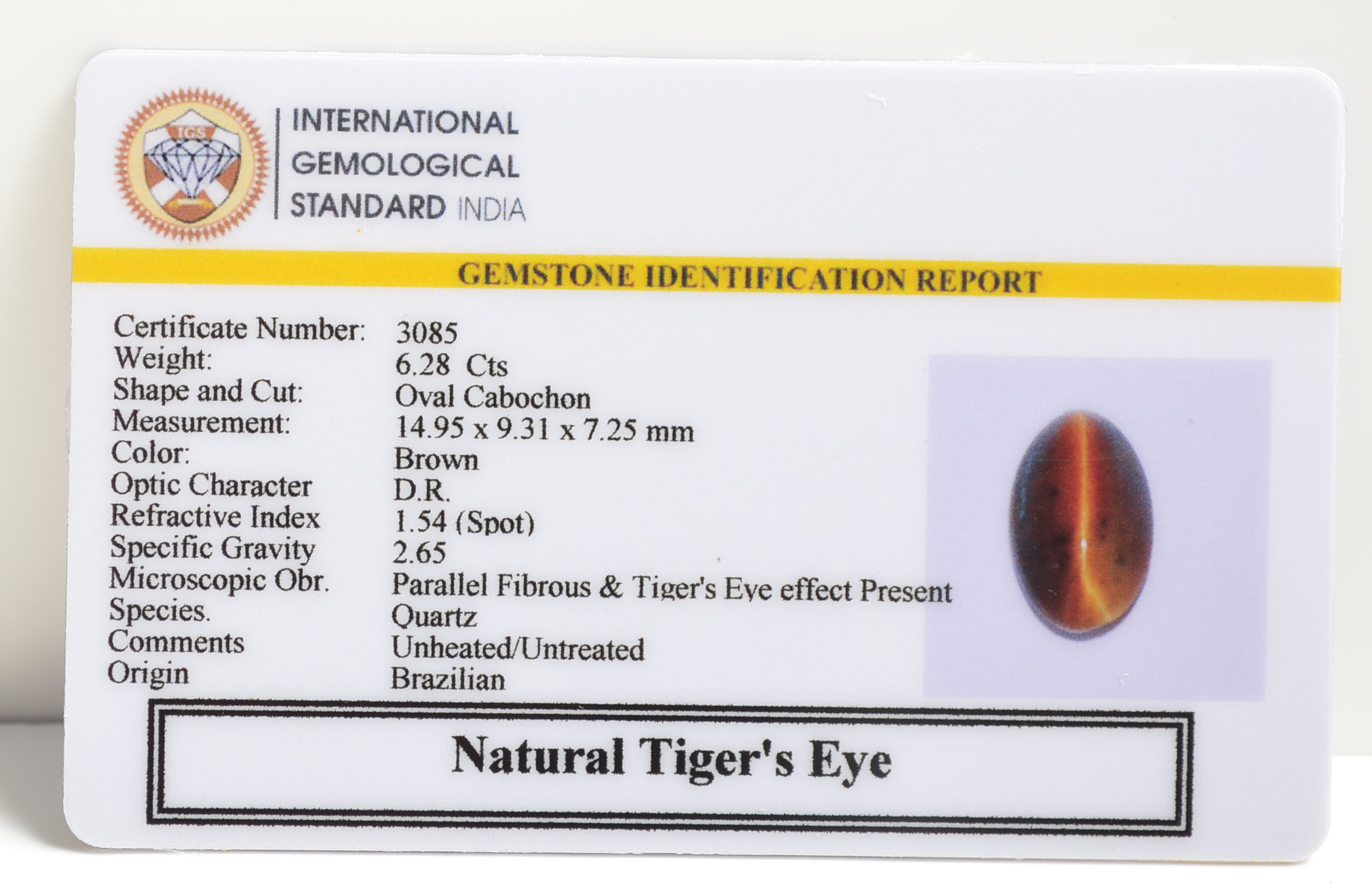 TGR71 2 TIGER'S EYE 6.28 Ct.