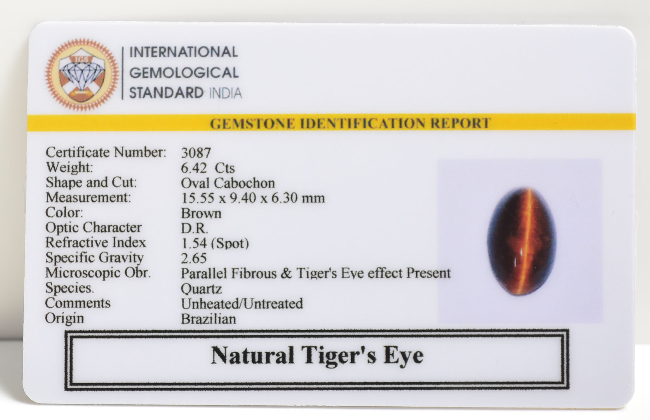 TGR73 2 TIGER'S EYE 6.42 Ct.