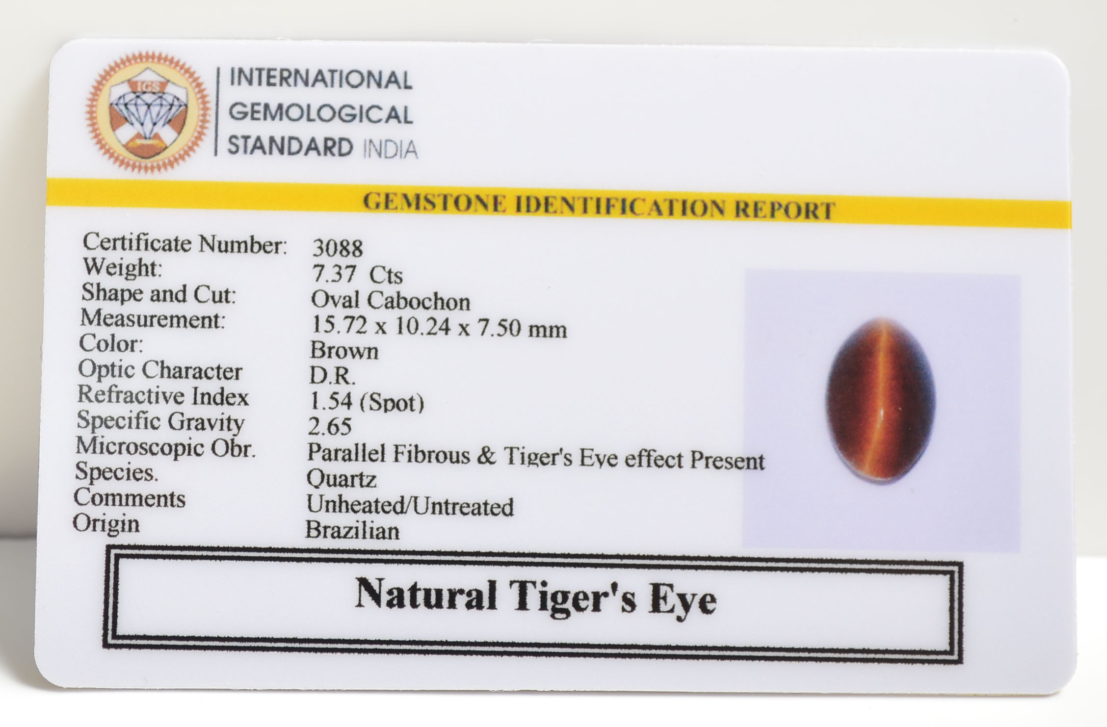 TGR74 2 TIGER'S EYE 7.37 Ct.