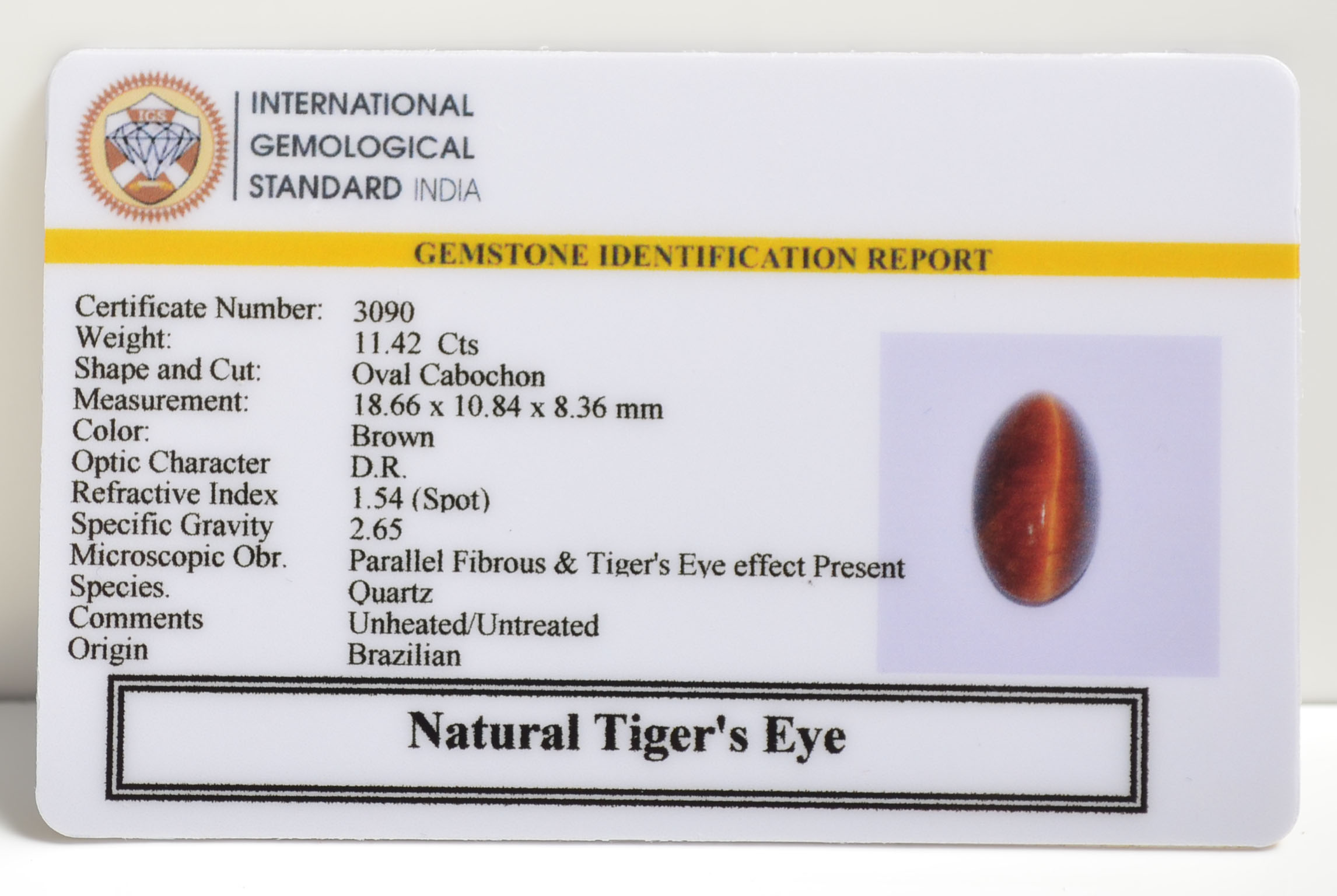 TGR76 2 TIGER'S EYE 11.42 Ct.