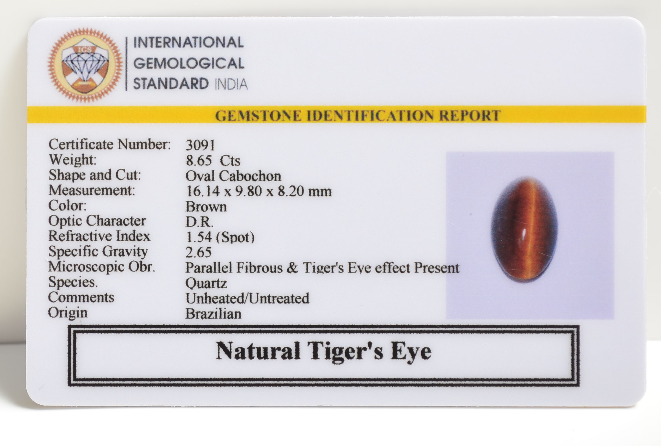 TGR77 2 TIGER'S EYE 8.65 Ct.