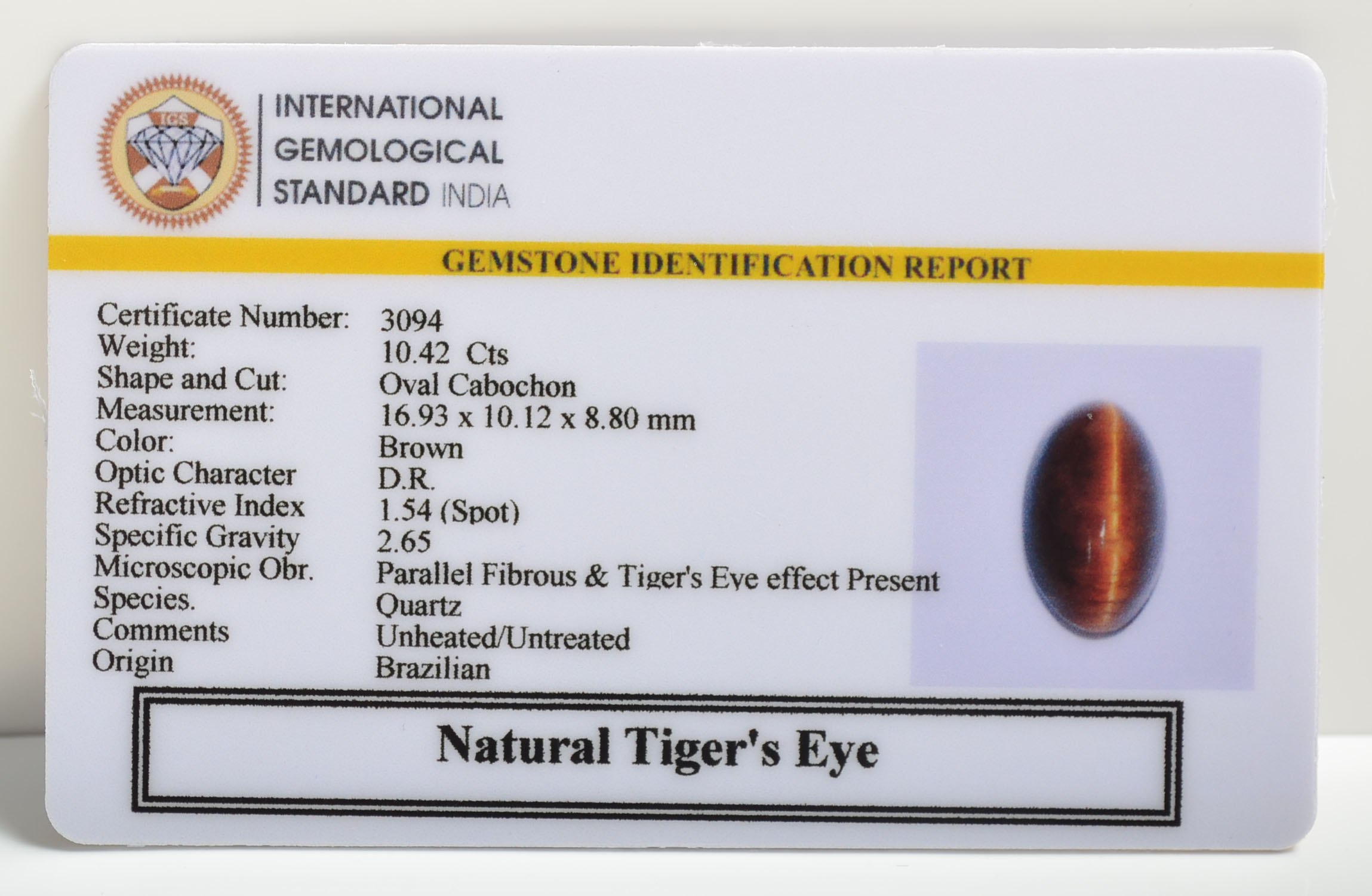 TGR78 2 TIGER'S EYE 10.42 Ct.