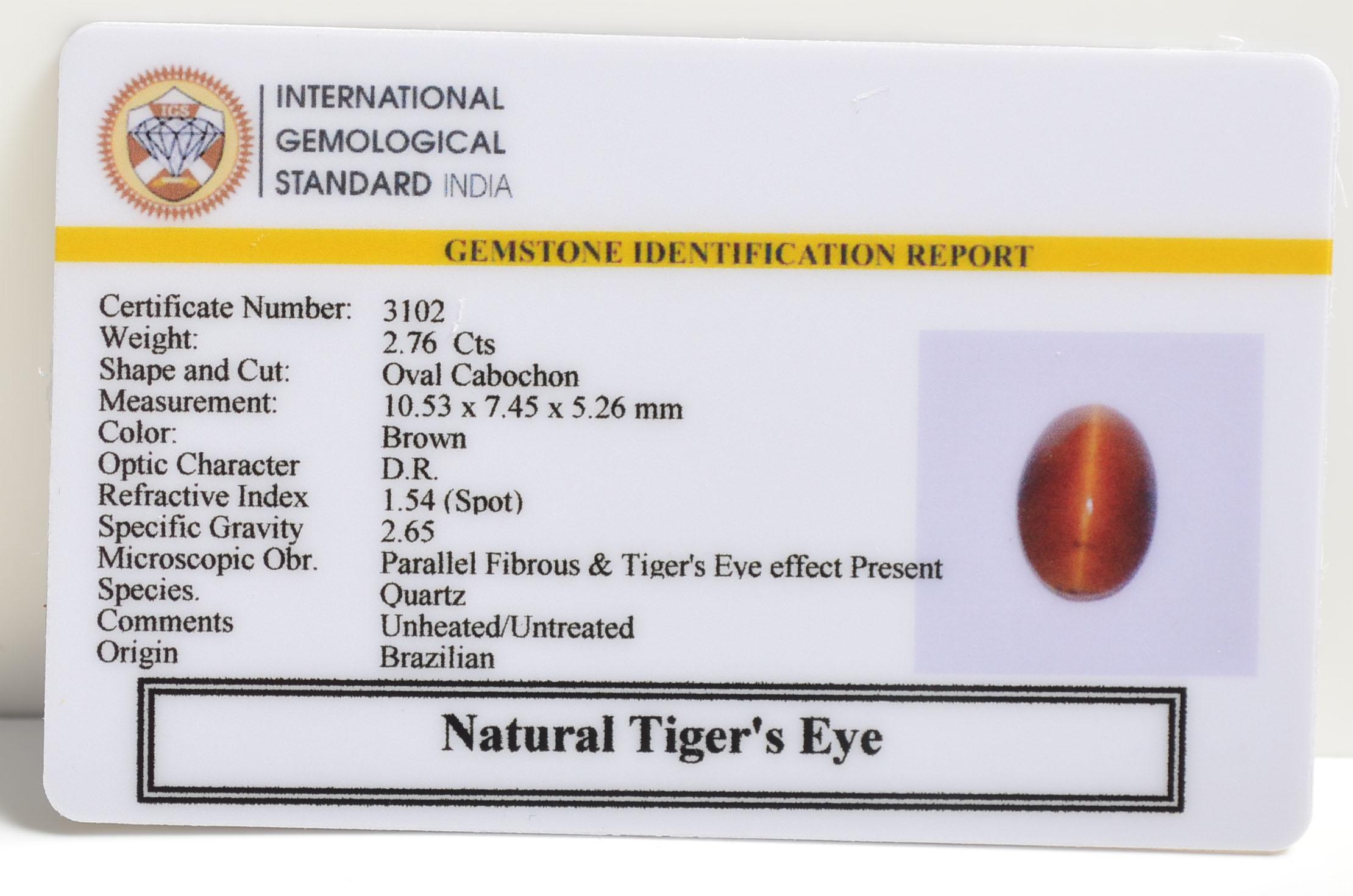 TGR85 2 TIGER'S EYE 2.76 Ct.