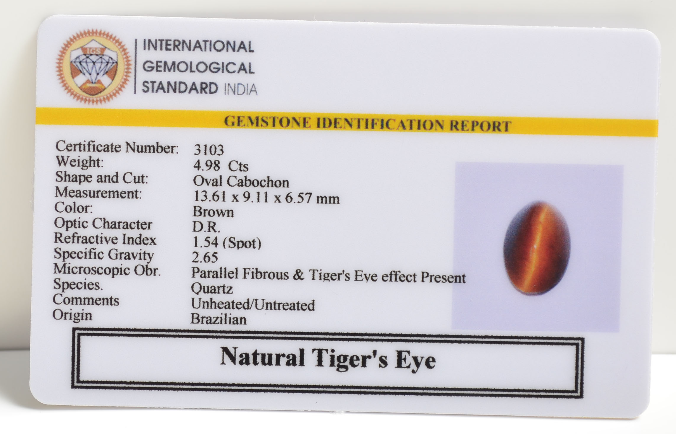TGR86 2 TIGER'S EYE 4.98 Ct.