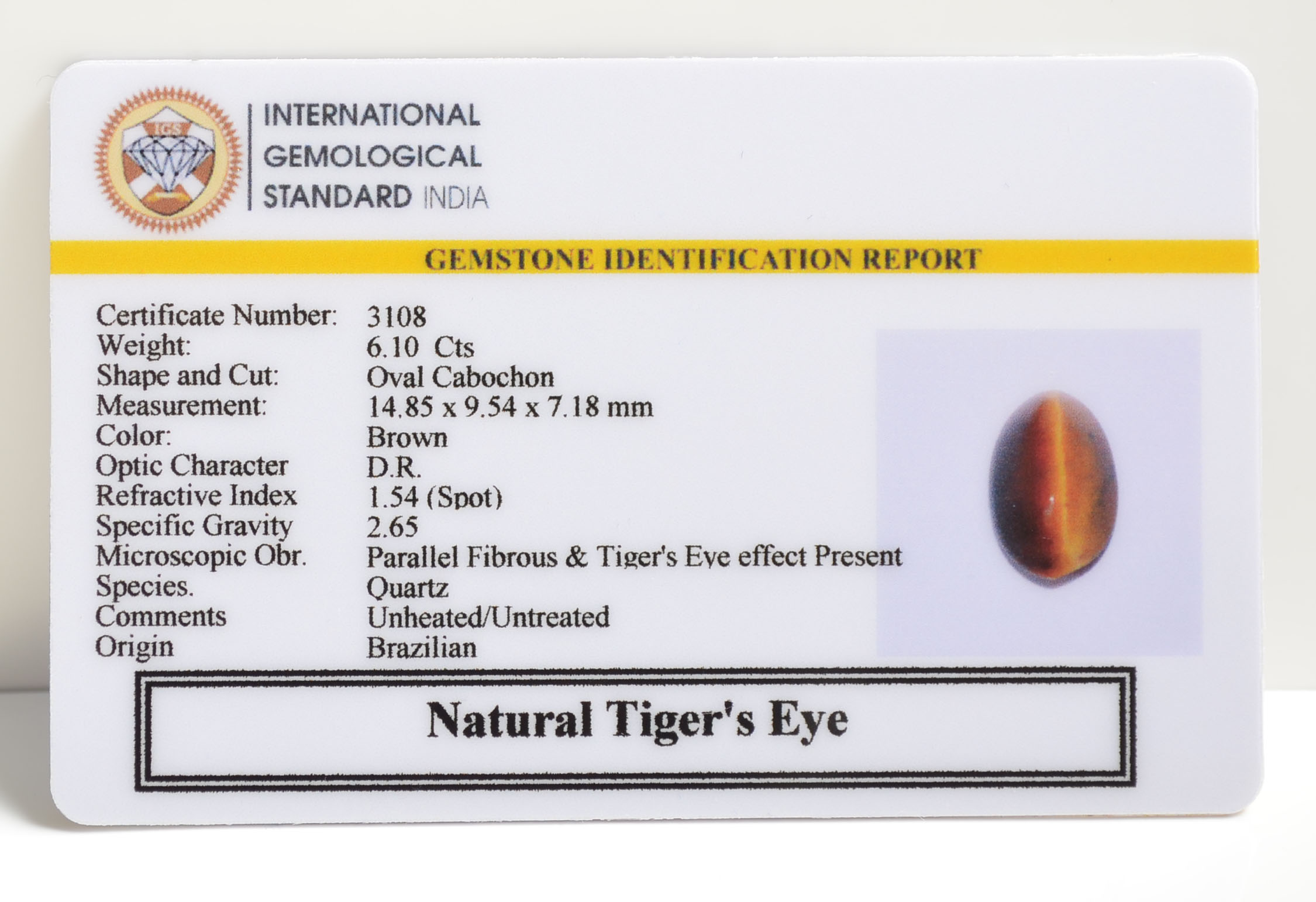 TGR89 2 TIGER'S EYE 6.1 Ct.