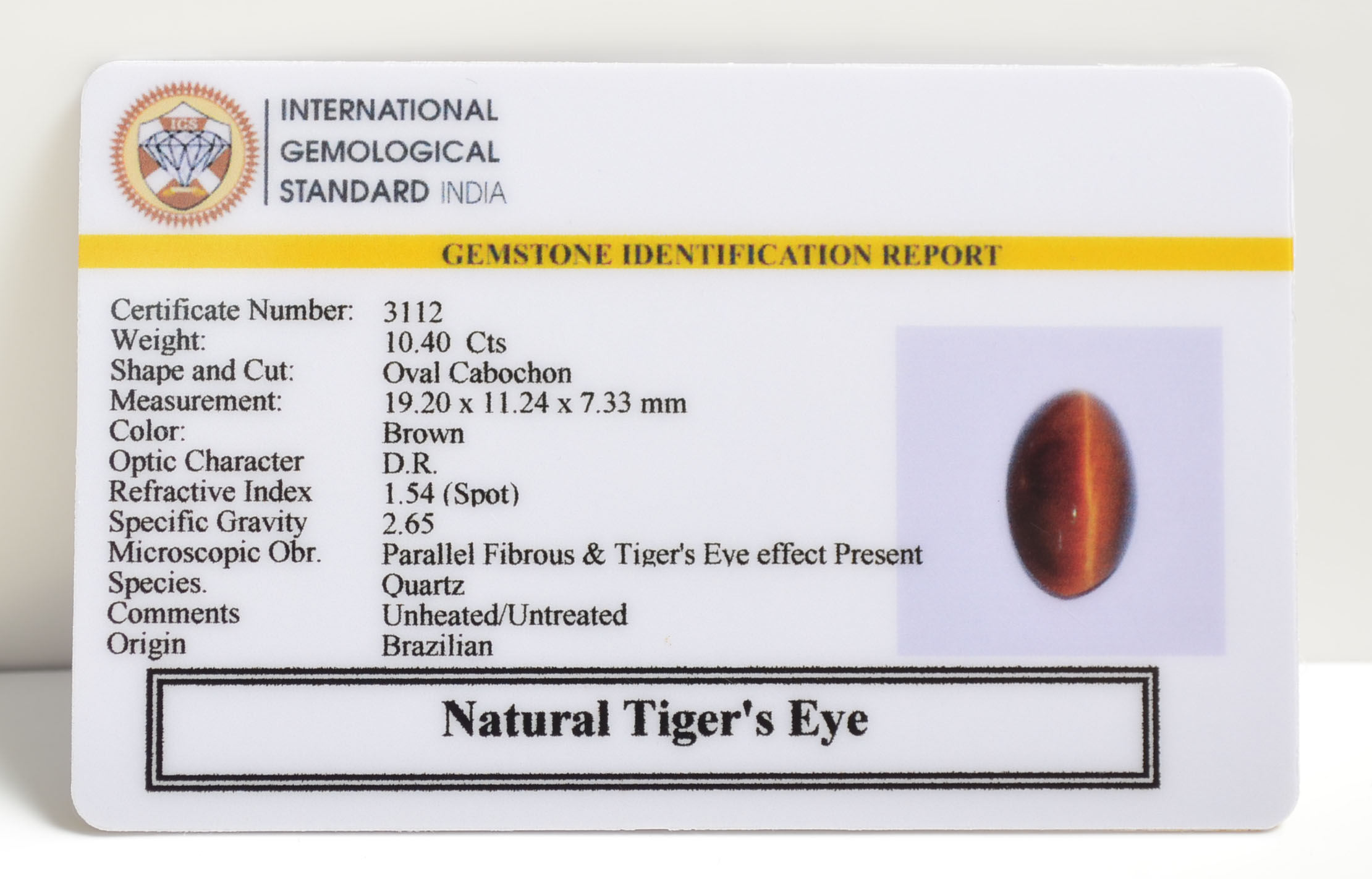 TGR91 2 TIGER'S EYE 10.4 Ct.