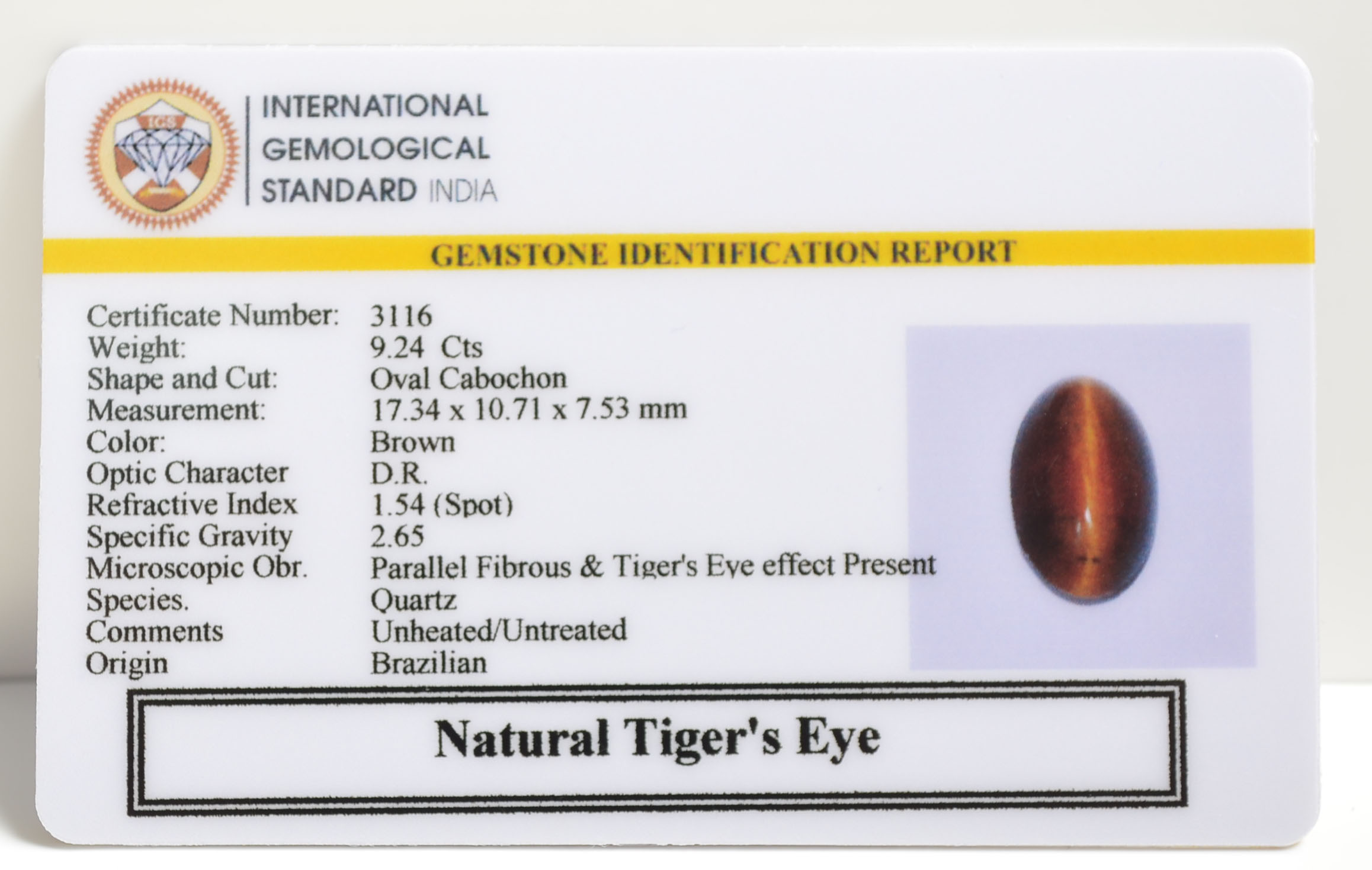 TGR94 2 TIGER'S EYE 9.24 Ct.