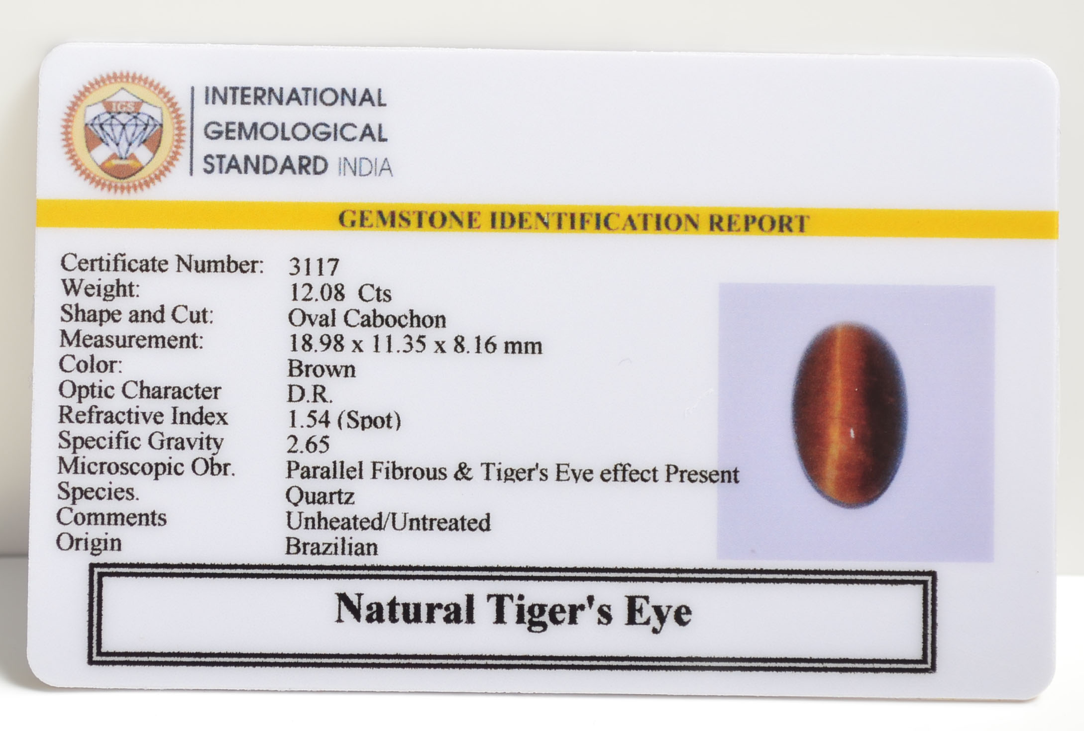 TGR95 2 TIGER'S EYE 12.08 Ct.