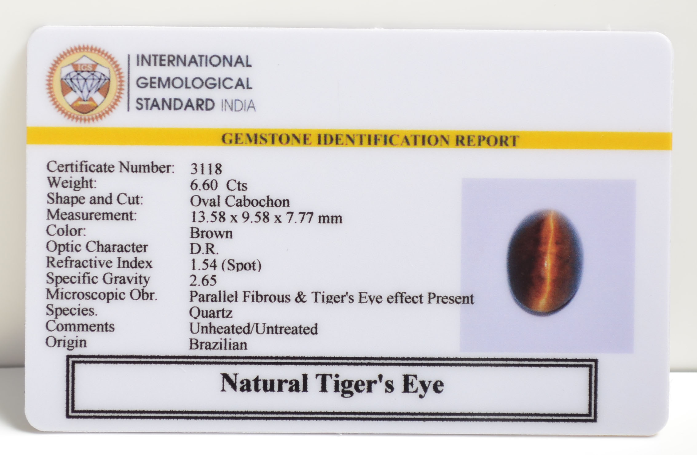 TGR96 2 TIGER'S EYE 6.6 Ct.