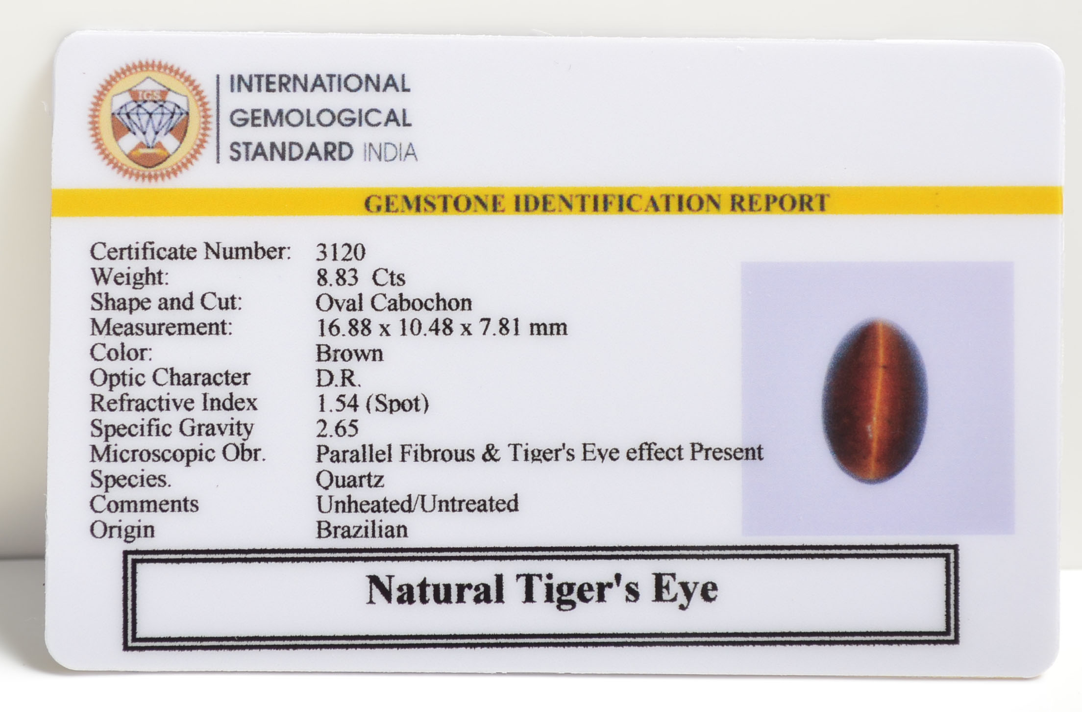 TGR97 2 TIGER'S EYE 8.83 Ct.
