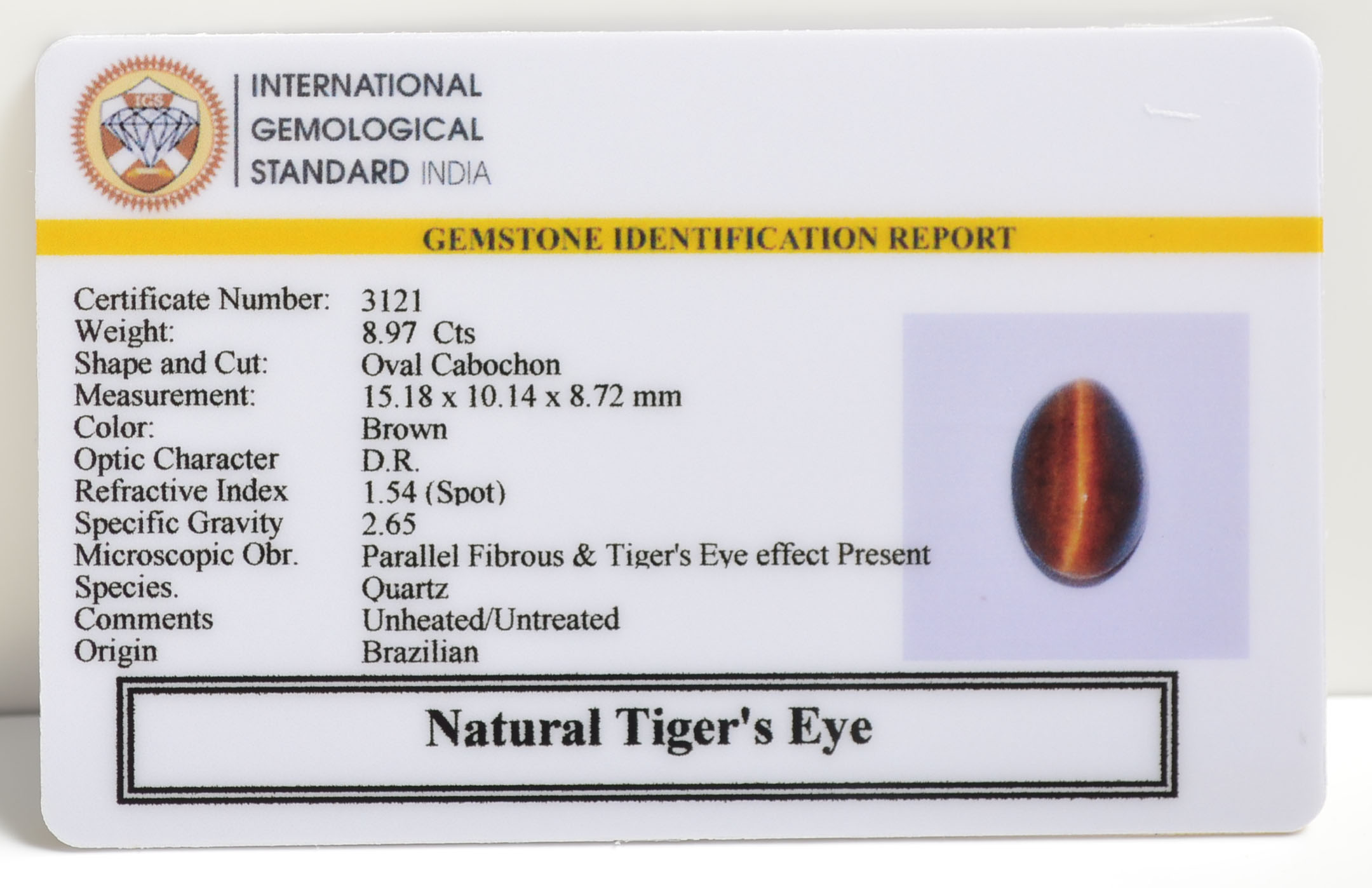 TGR98 2 TIGER'S EYE 8.97 Ct.