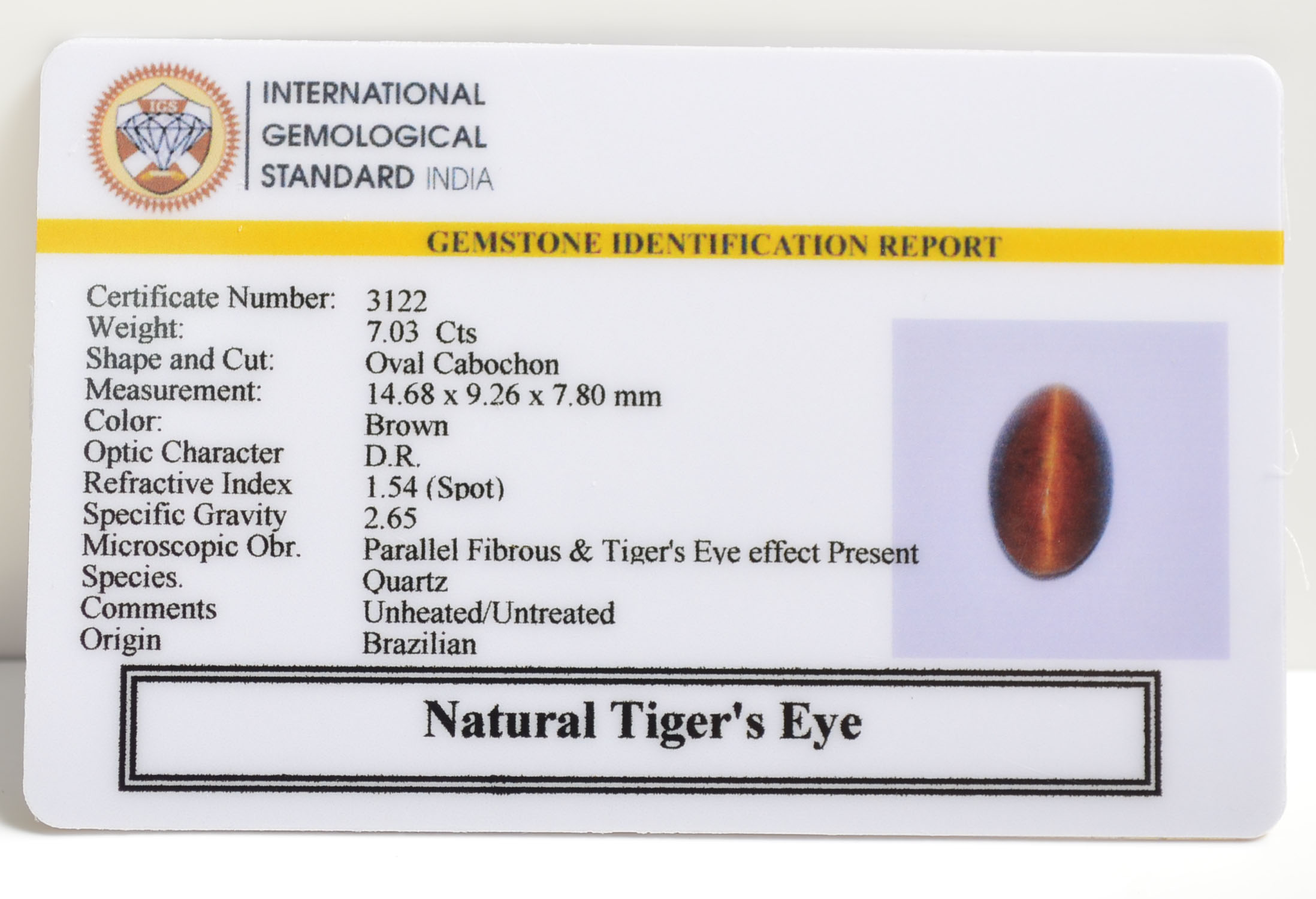 TGR99 2 TIGER'S EYE 7.03 Ct.
