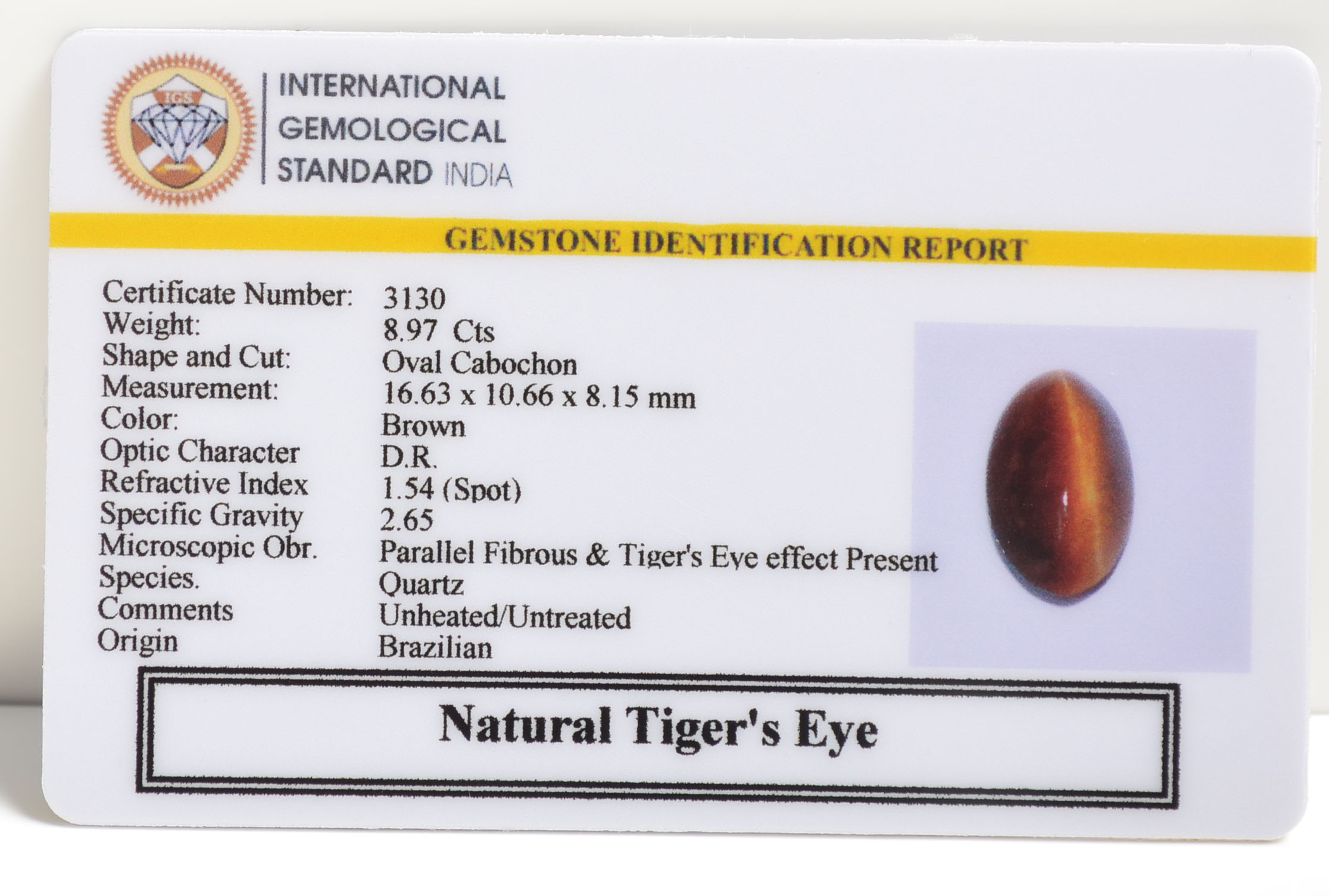 TGRG60 2 TIGER'S EYE 8.97 Ct.