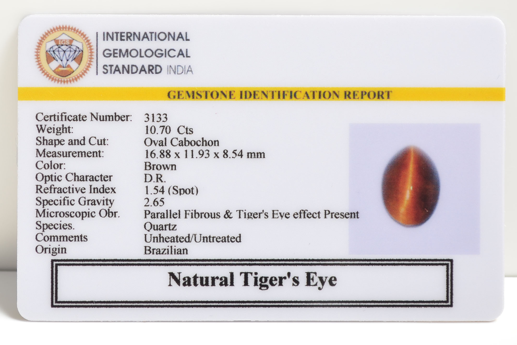 TGRG61 2 TIGER'S EYE 10.7 Ct.
