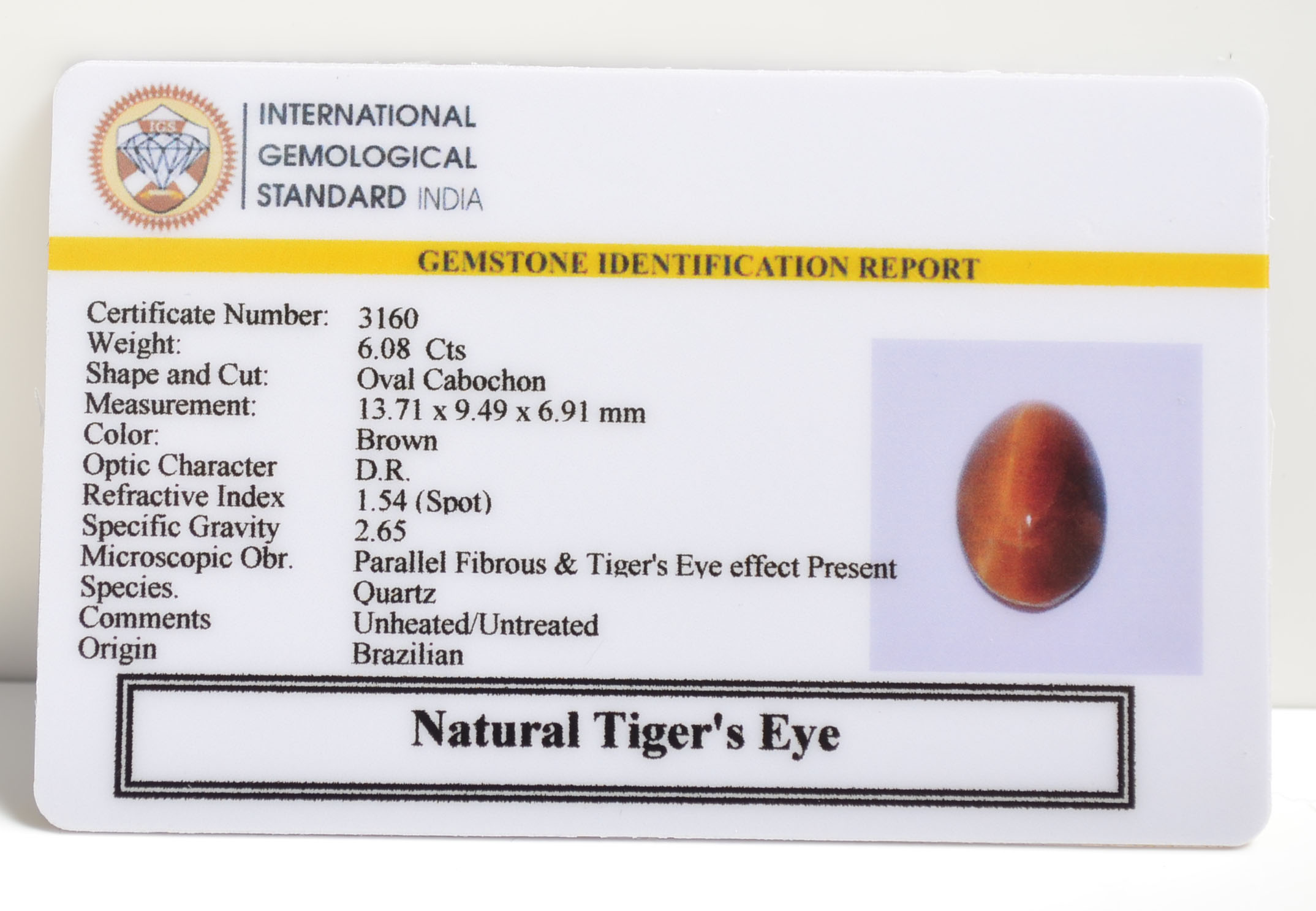 TGRG76 2 TIGER'S EYE 6.08 Ct.