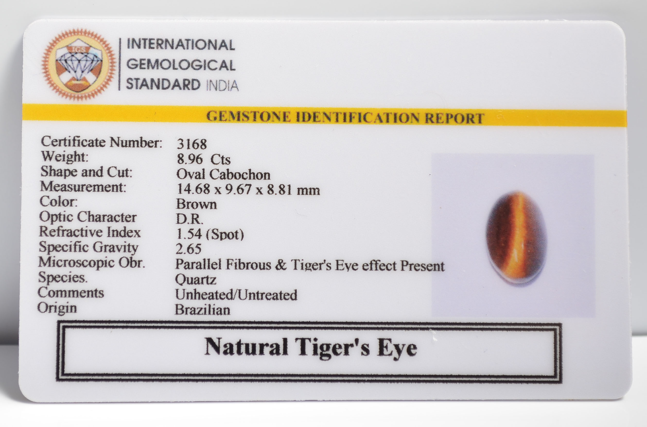 TGRG77 2 TIGER'S EYE 8.96 Ct.