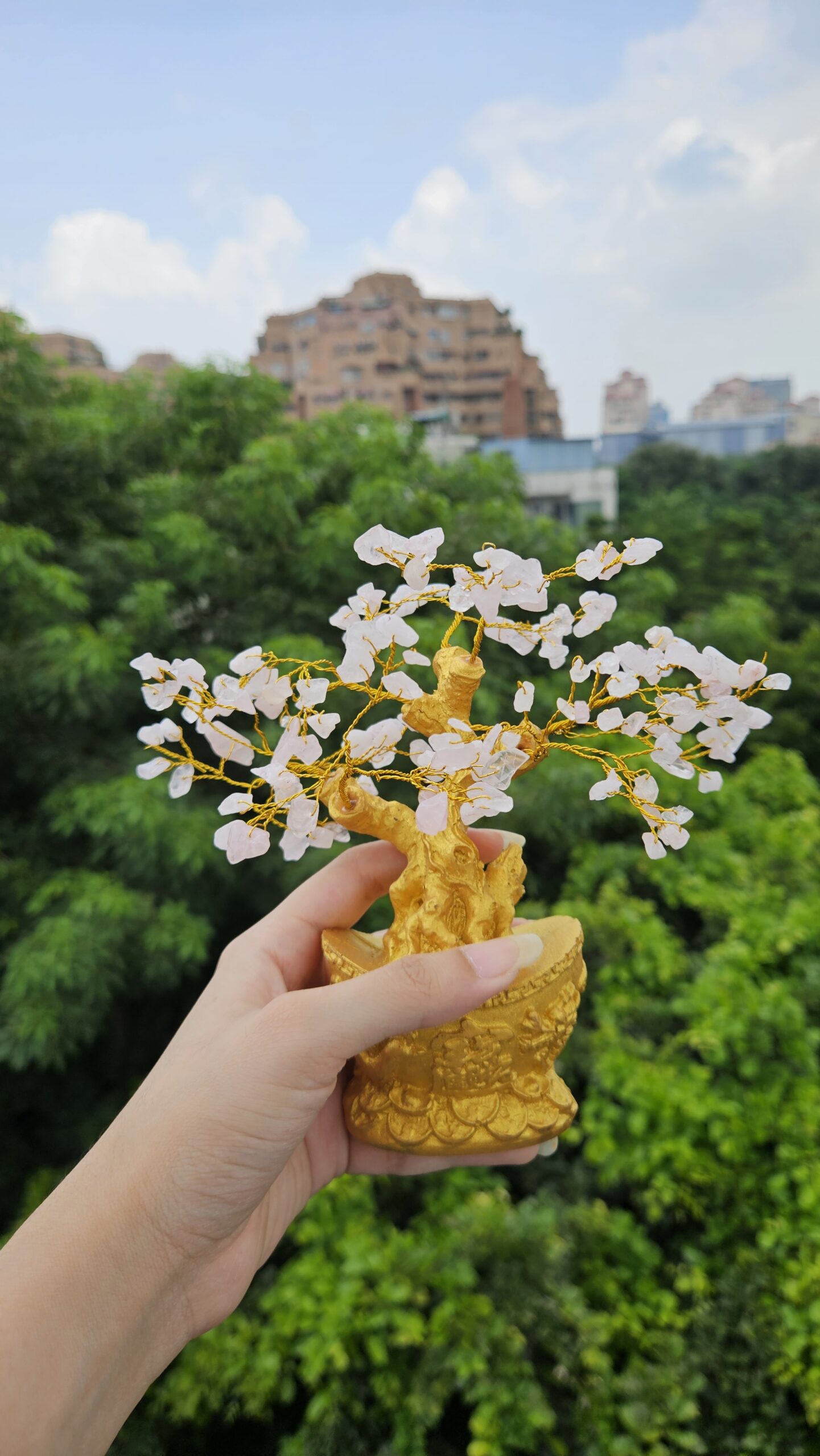 20250823 133411 1 scaled Rose Quartz Golden Branch Tree