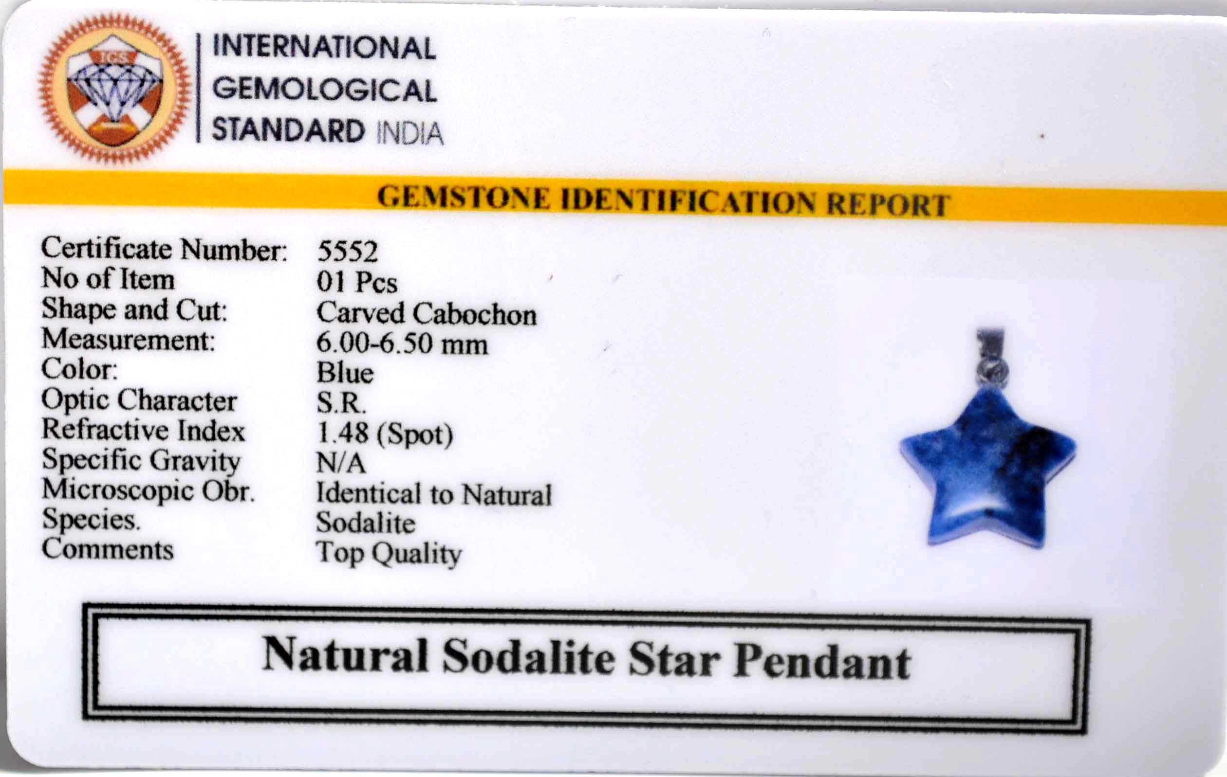 5552 Sodalite Star Pendant