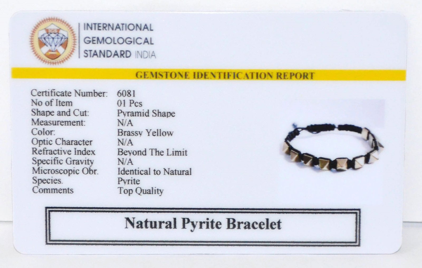 6081 Golden Pyrite Pyramid Bracelet