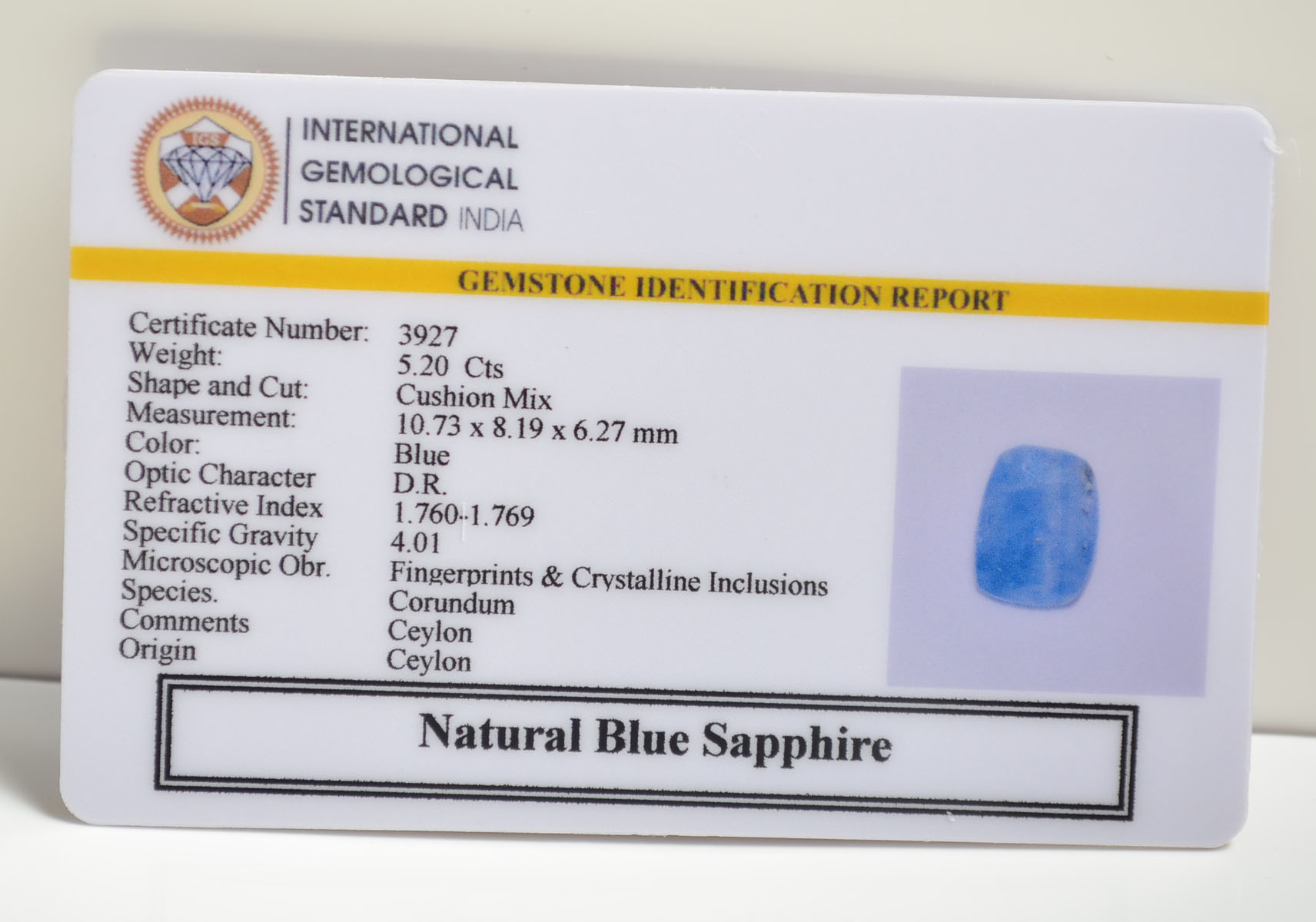 BSP14808 2 BLUE SAPPHIRE 5.2 Ct.