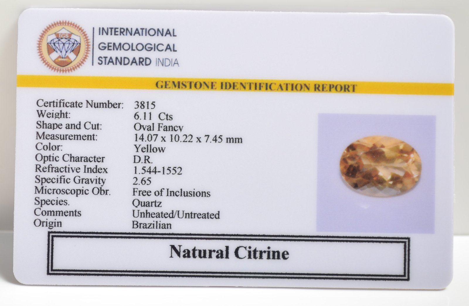 CIT2147 2 1 CITRINE 6.11 Ct.
