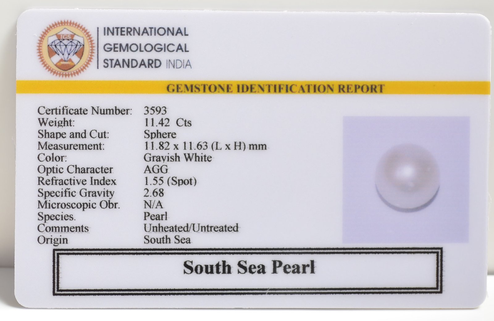 DSP2889 2 SOUTH SEA PEARL 11.42 Ct.
