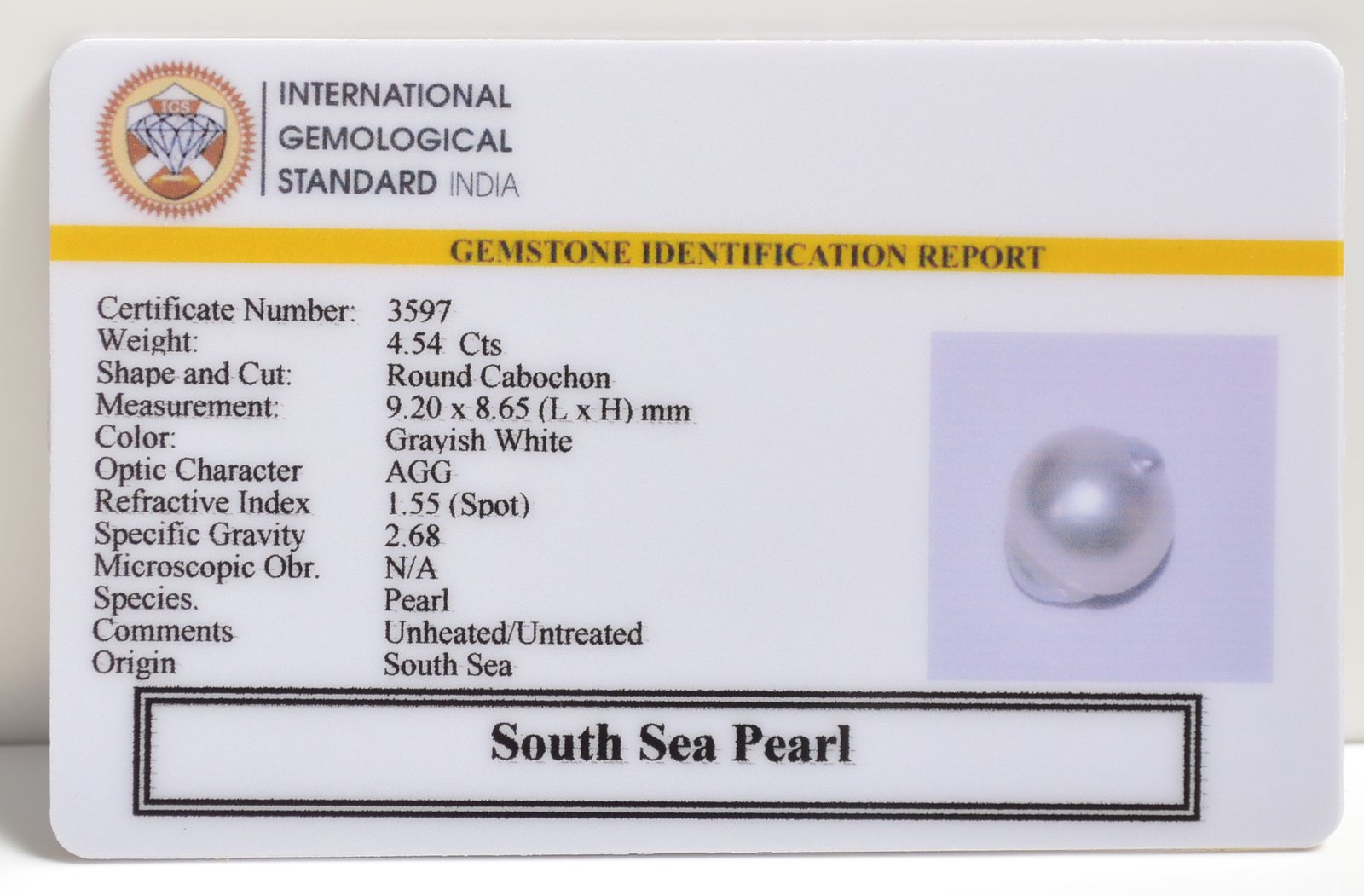 DSP2892 2 SOUTH SEA PEARL 4.54 Ct.