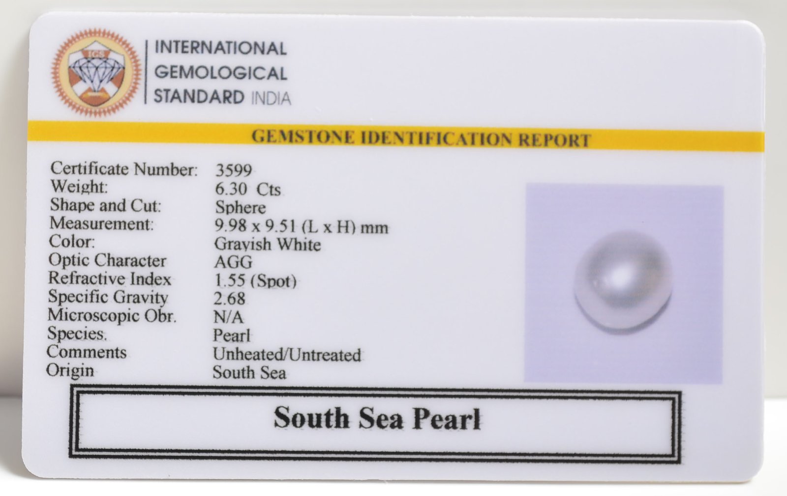 DSP2894 2 SOUTH SEA PEARL 6.3 Ct.