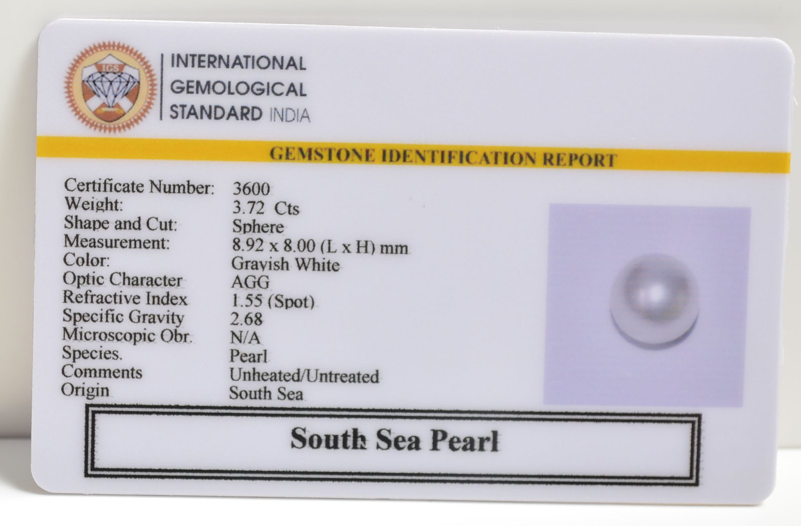 DSP2895 2 SOUTH SEA PEARL 3.72 Ct.