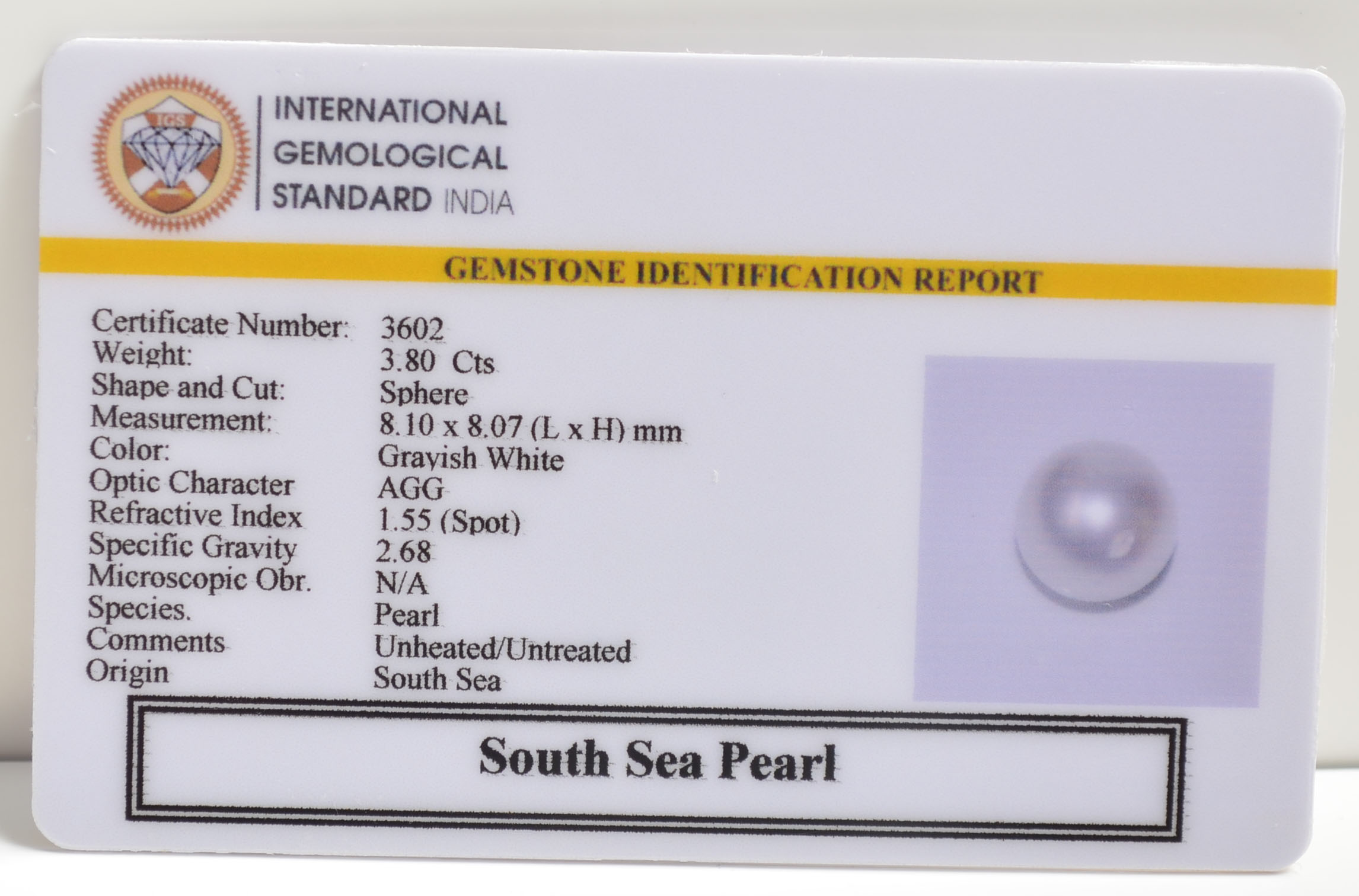 DSP2897 2 SOUTH SEA PEARL 3.8 Ct.