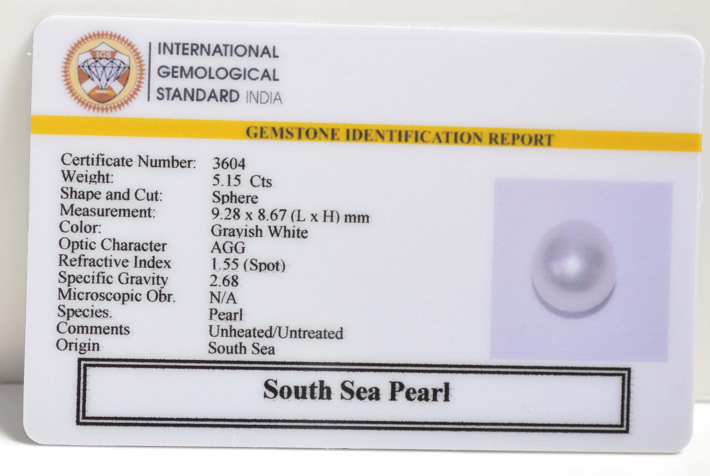 DSP2899 2 SOUTH SEA PEARL 5.15 Ct.