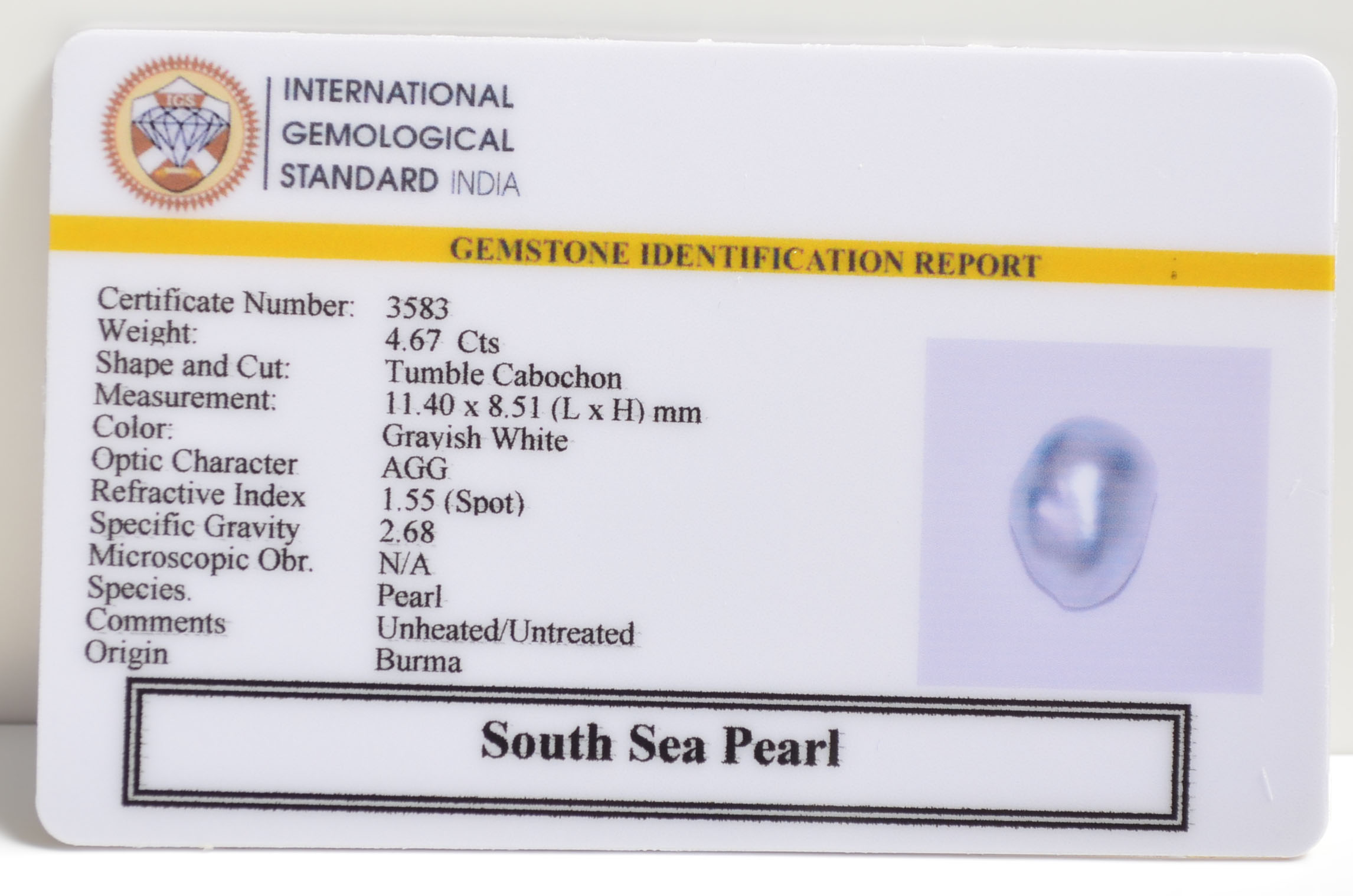 SOUTH SEA PEARL 4.67 Ct. 3 DSPG2831 2 SOUTH SEA PEARL 4.67 Ct.