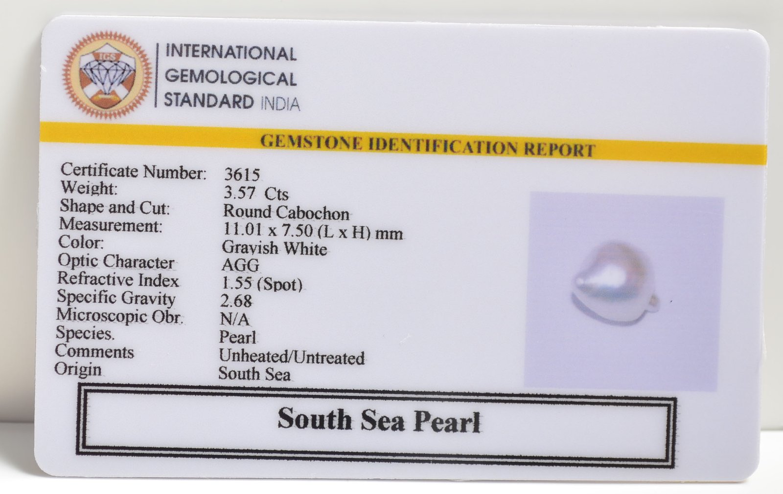 DSPG2838 2 SOUTH SEA PEARL 3.57 Ct.